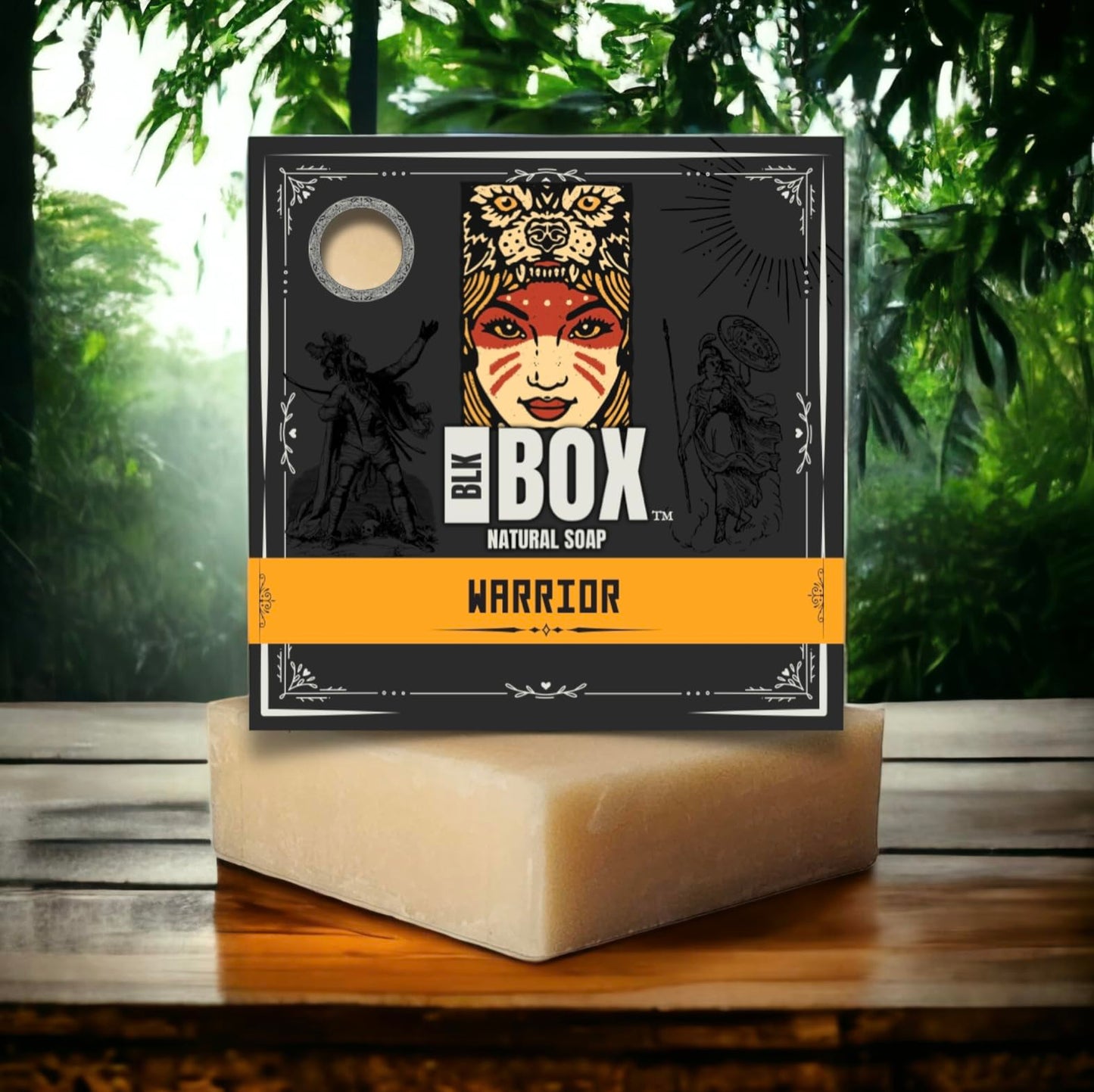 Black Box USA MADE 5oz Men's Natural Bar Soap Made from Moisturizing Natural Oils - Handmade Cold Process Soap No Harsh Chemicals - Citrus, Floral & Deep Musks (WARRIOR)