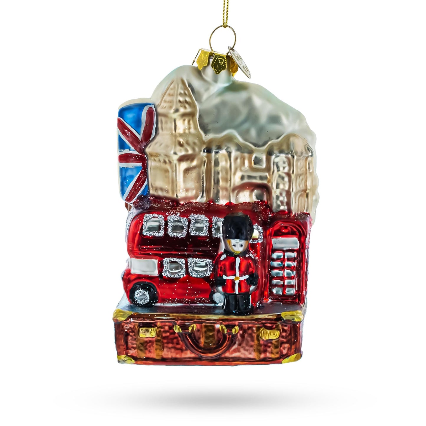 Landmarks in London, United Kingdom Glass Christmas Ornament