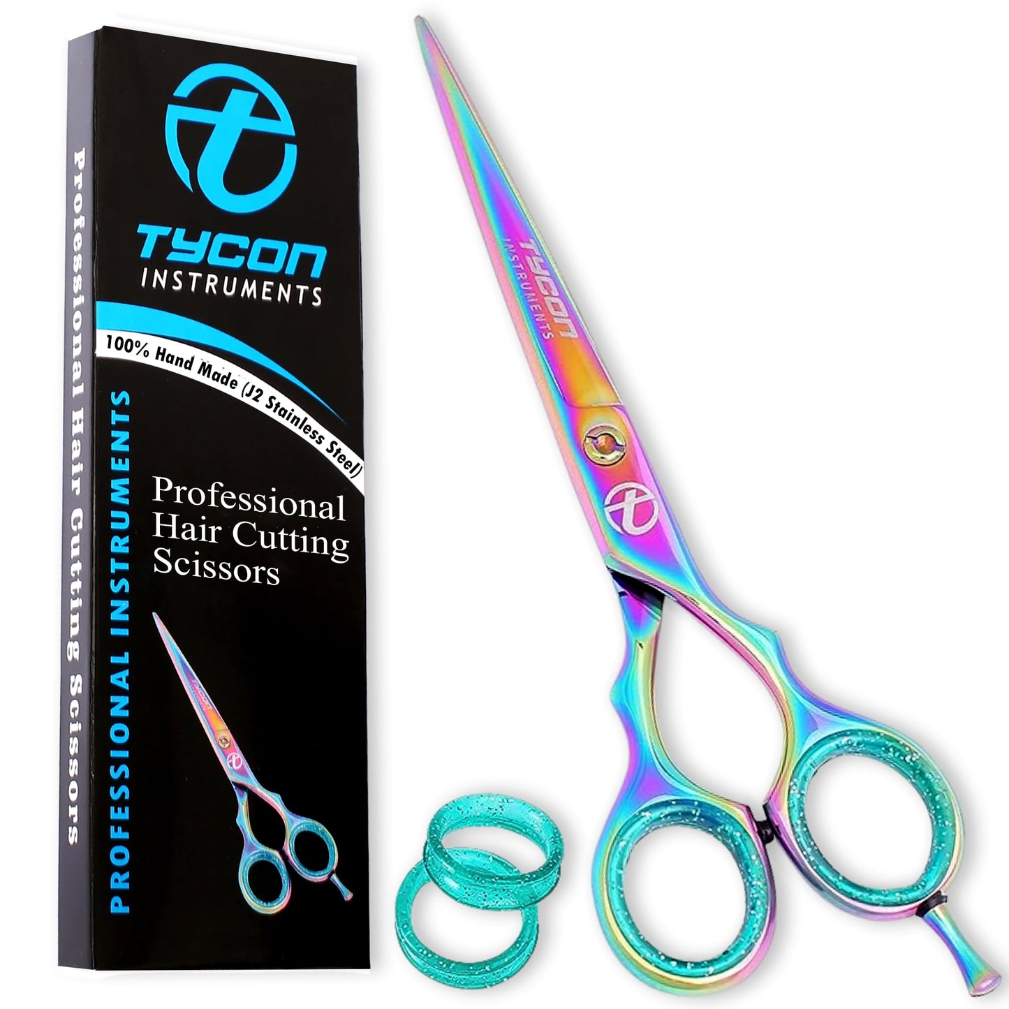 Tycon Sharp Hair Cutting Scissors Professional 6 Inch | Rainbow Barber Scissors & Hair Shears, Ergonomic Design, Stainless Steel & Finger Protection | Ideal Haircut Scissors For Women/Men/Hairstylist