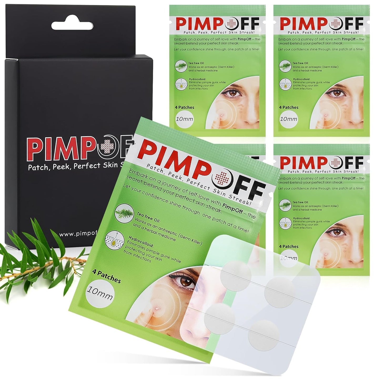 PIMPOFF Clear Hydrocolloid Acne Patches - Effective Blemish Coverage with Tea Tree Oil - Acne Dots for Face - Skin Care Solution - Zit and Breakout Treatment (84 Patches With Mirror)