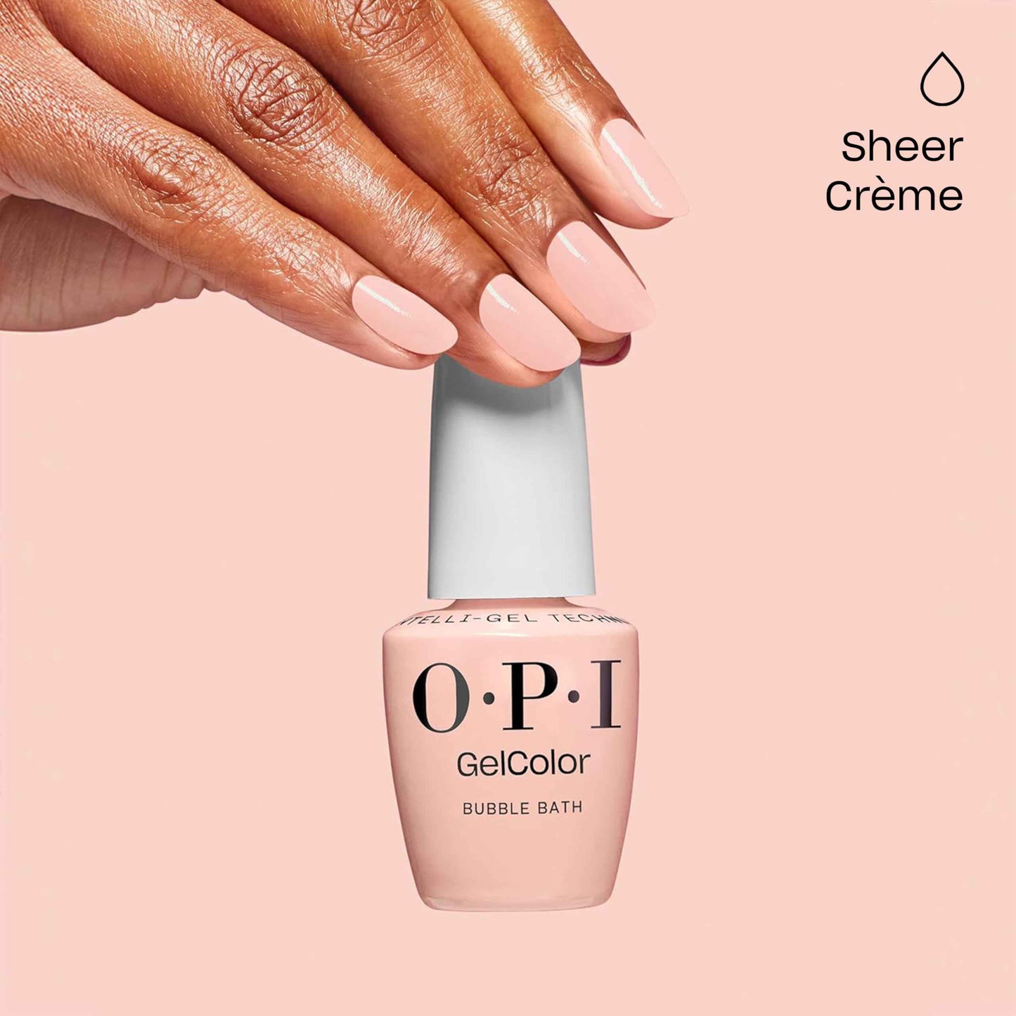 OPI GelColor Bubble Bath | Sheer Nude Pink Crème LED Cure Gel Nail Polish | Salon-Quality Shine, Long-Lasting Wear | Vegan & HEMA Free | 0.5 Fl Oz