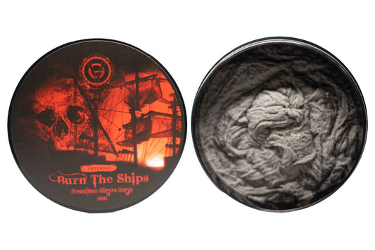 Shave Cream for Men | Burn The Ships Premium 4oz | Hydrating & Lathering Shaving Cream for Wet Shaving Sensitive Skin Beard Softening Natural Ingredients | Use Shaving Brush For Smooth Razor Glide