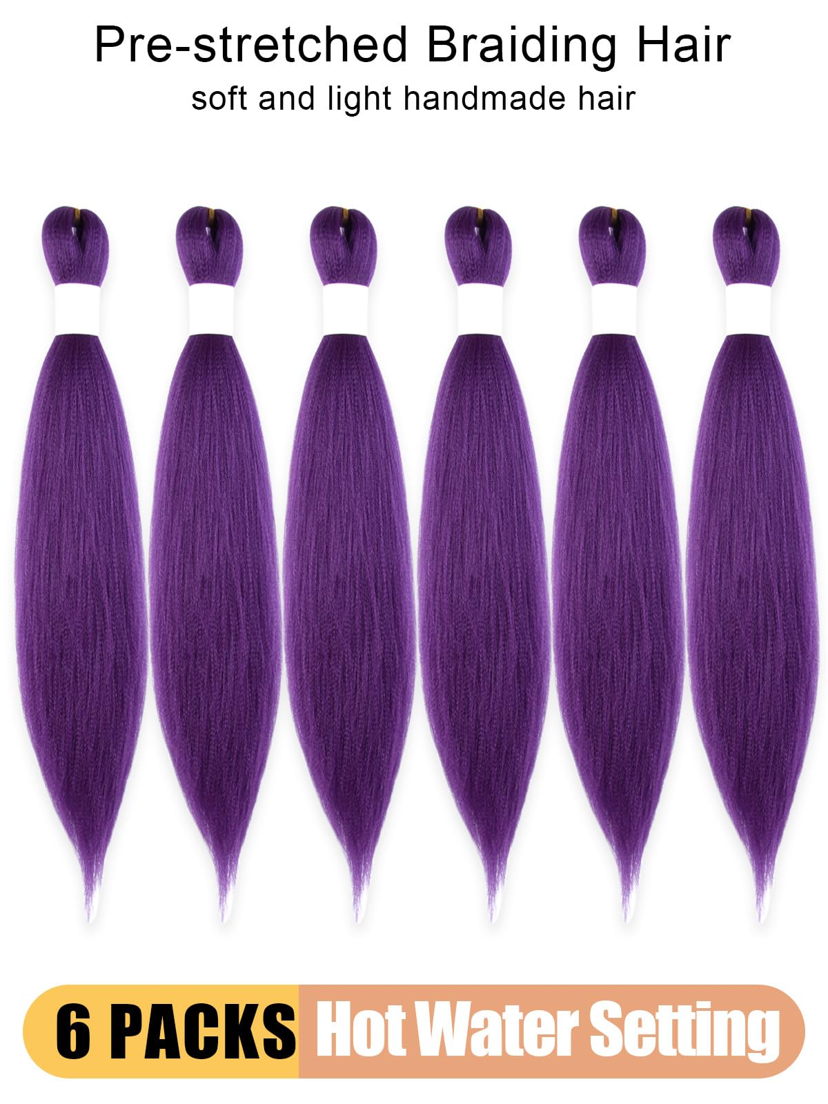 KAVSORAPI Dark Purple Braiding Hair 16 Inch Pre Stretched Hair Colored Short Straight Crochet Braids Yaki Texture Synthetic Fiber 6 Packs (Dark Purple)