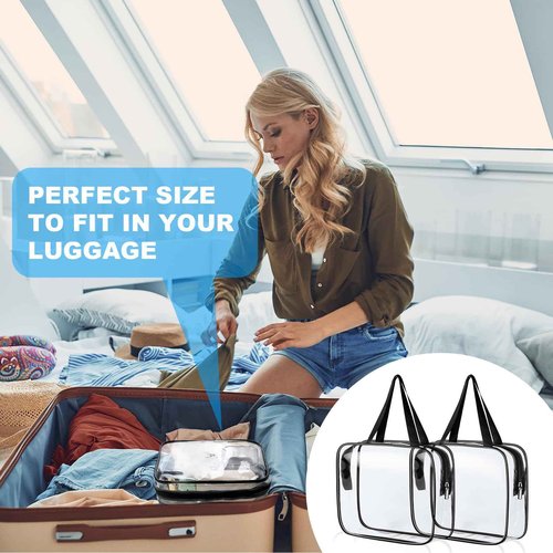 Aucuu Clear Travel Bags for Toiletries, PVC Waterproof Toiletry Bags, TSA Approved, 2 Pack Unisex Adult Cosmetic Bag
