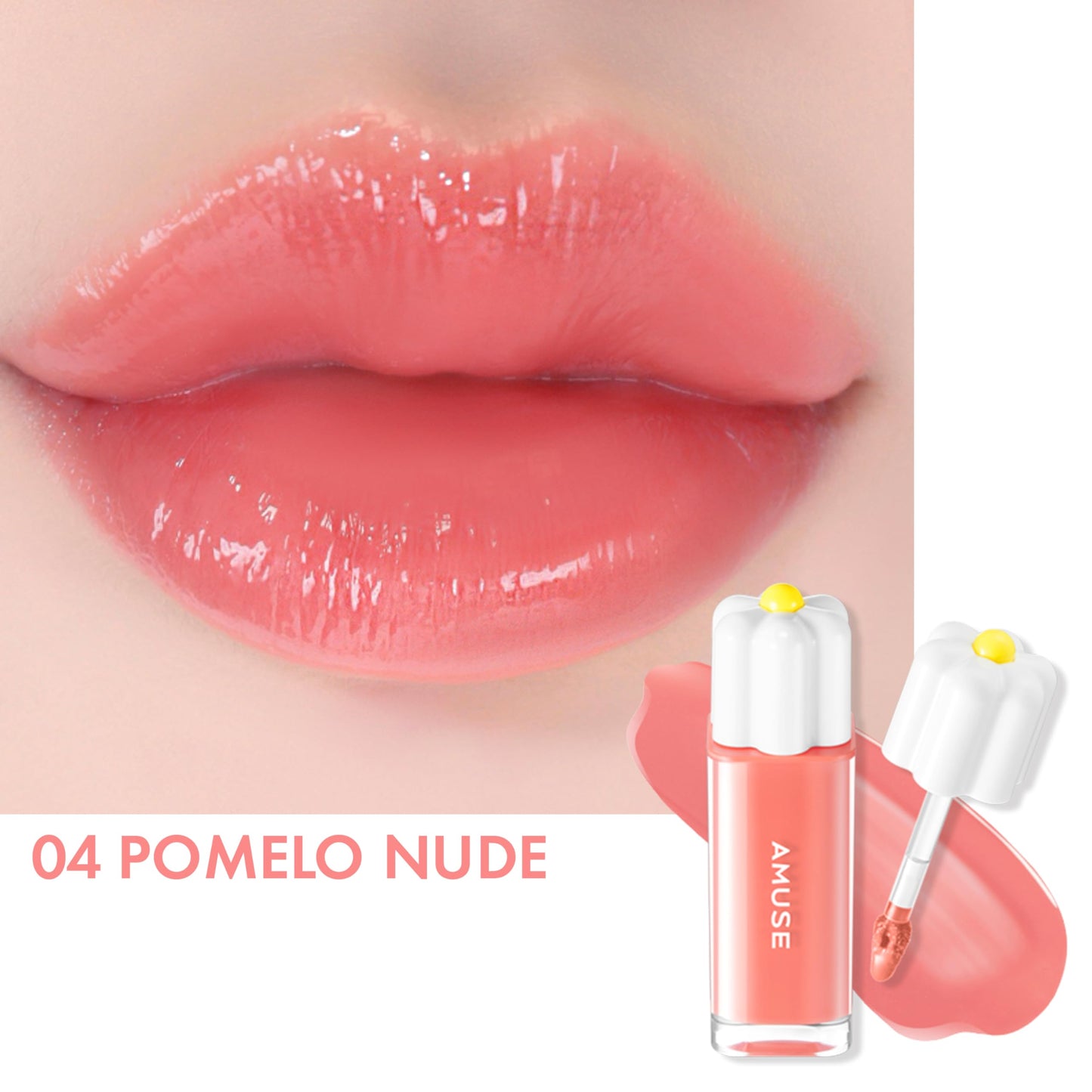 Amuse SEOUL Daisy Flower Dew Tint 04 POMELO NUDE | 35% High-moisture Water Tint, Long-lasting, Vitamin E Acetate, Moisturizing, No Peel Off, Lip Treatment, Non Sticky, Korean Lip Tint for Dry Lips