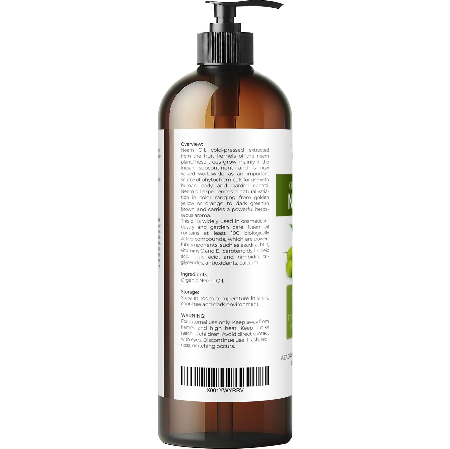 velona Neem Oil USDA Certified Organic - 16 fl oz | 100% Pure and Natural Carrier Oil | Virgin, Unrefined, Cold Pressed | Hair, Body and Skin Care | Use Today - Enjoy Results