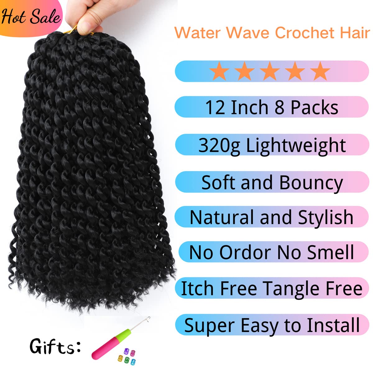 Passion Twist Hair 12 Inch Water Wave Crochet Hair for Black Women Short Passion for Butterfly Locs 8 Packs Bob Spring Synthetic Curly Twist Braiding Hair Extensions 1B Natural Black1