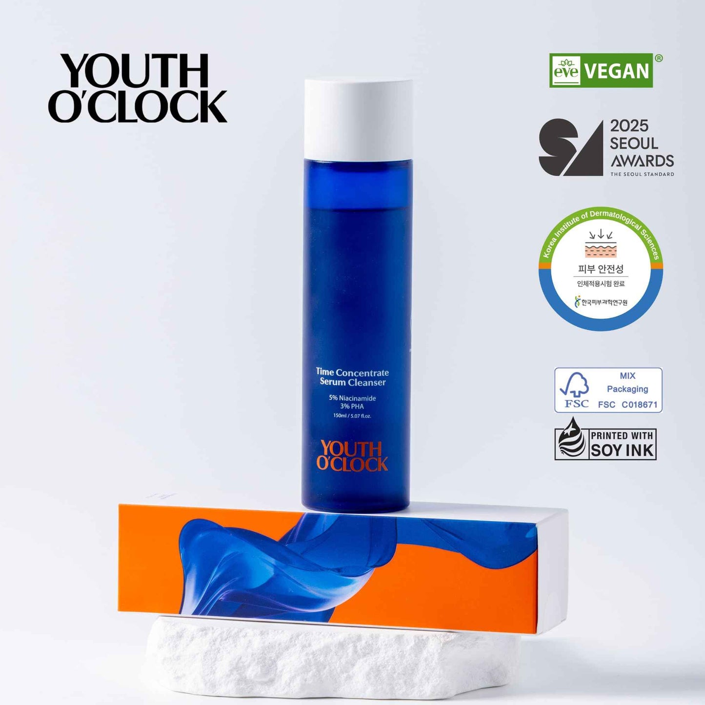 YOUTH O'CLOCK Time Concentrate Serum Cleanser (5.07 fl.oz. 150ml) Niacinamide 5% + PHA 3%