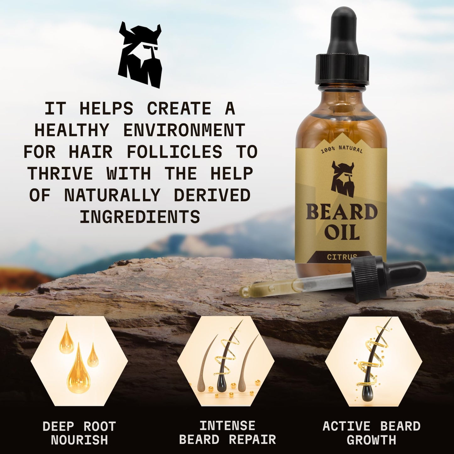 Striking Viking Scented Beard Oil Conditioner for Men (Large 2 oz.) - Naturally Derived Formula with Tea Tree, Argan and Jojoba Oils with Citrus Scent - Softens, Smooths & Strengthens Beard Growth