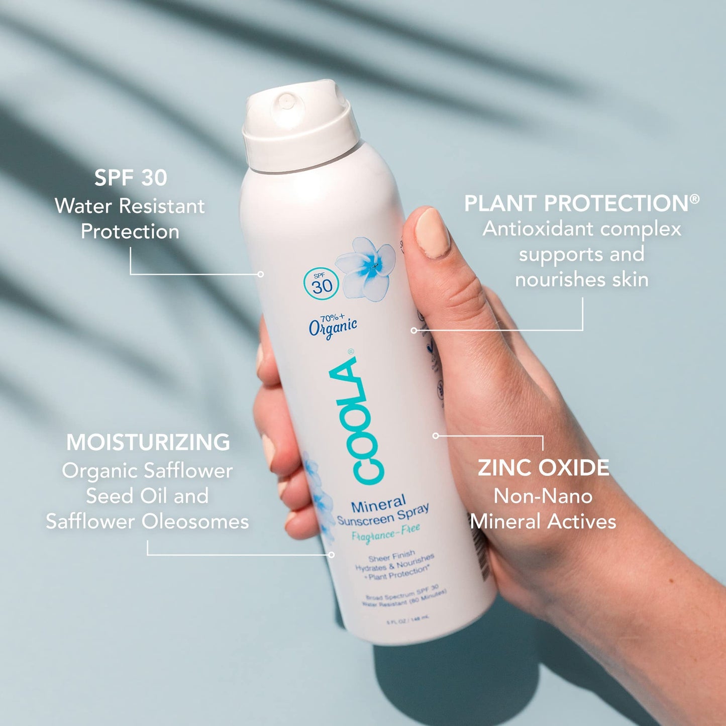 COOLA Organic Mineral Sunscreen SPF 30 Sunblock Spray, Dermatologist Tested Skin Care for Daily Protection, Vegan and Gluten Free, Fragrance Free, 5 Fl Oz