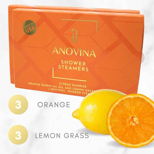 Anovina 12XL Citrus Shower Steamers – Aromatherapy Gift Set Made in USA – Spa-Like Shower Tablets for Women & Men