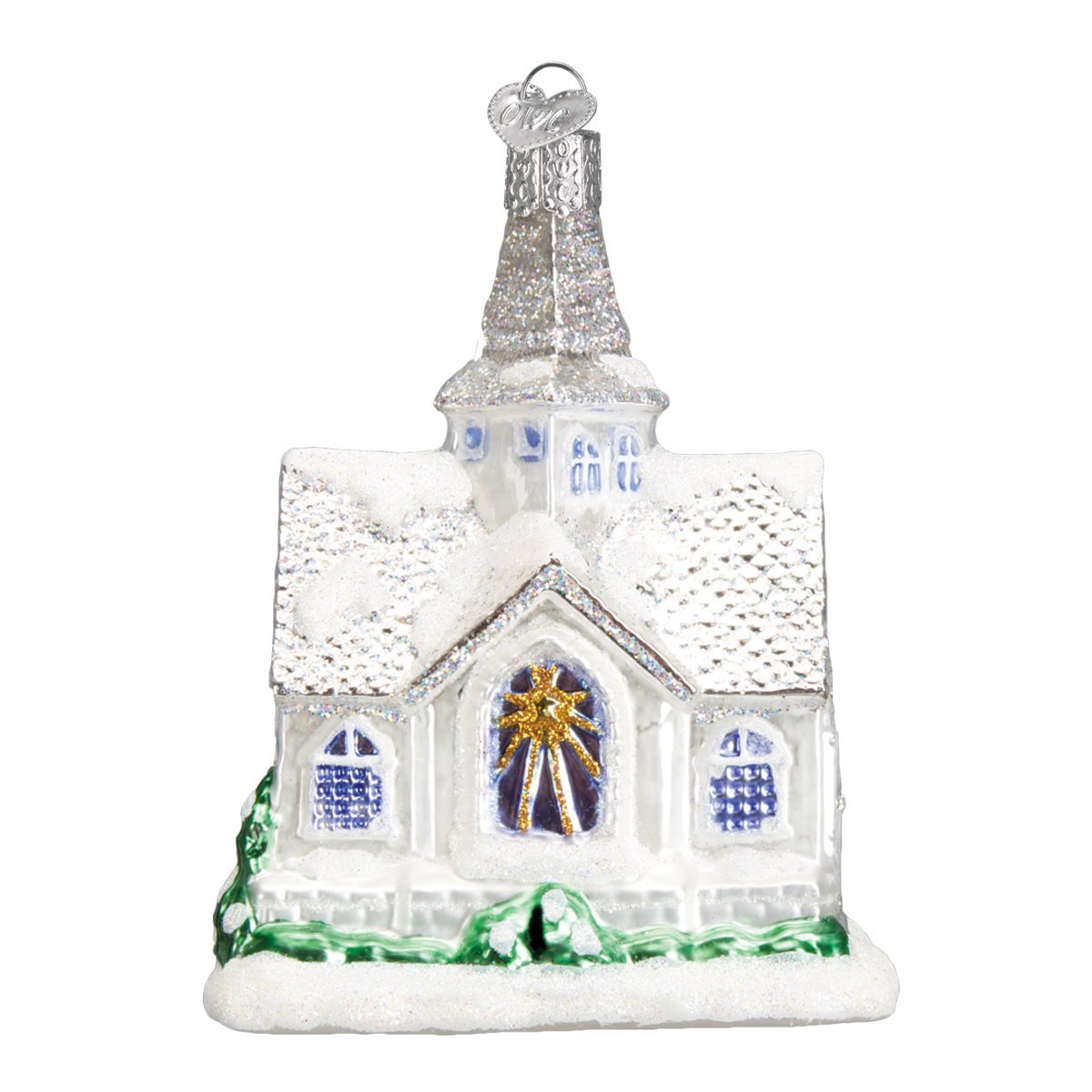 Old World Christmas Church Collection Glass Blown Ornaments for Christmas Tree Sparkling Cathedral