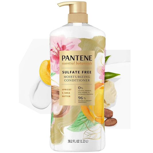 Pantene Essential Botanicals Conditioner, Apricot & Shea Butter (38.2 Fl Oz) For All Age Dry Hair Now Smooth & Shiny Strong