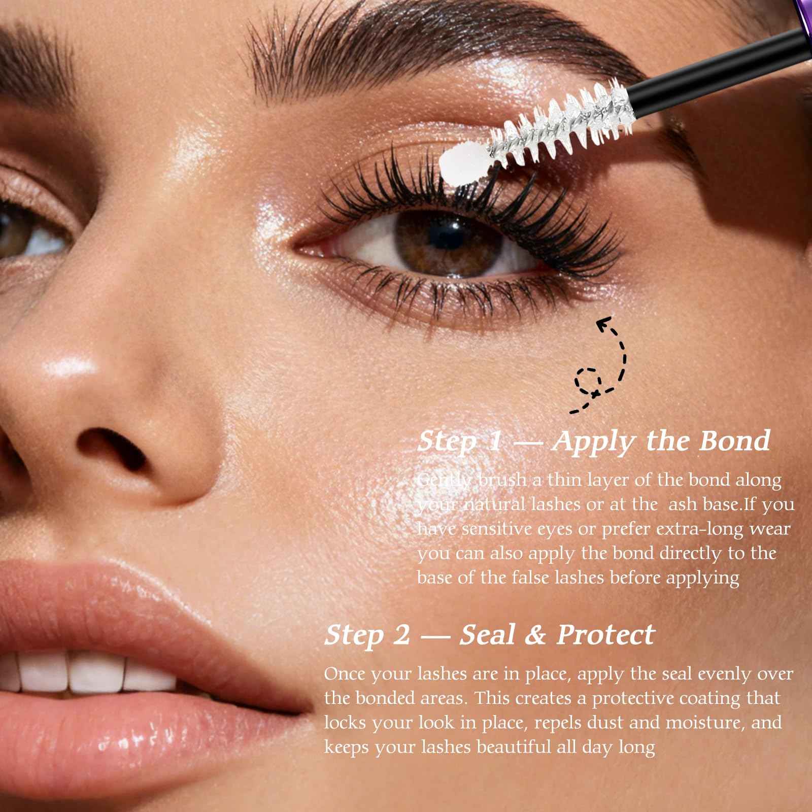 Lash Cluster Glue, Lash Cluster Bond & Seal, 2-in-1 Adhesive for Eyelash Extensions, 72H Waterproof & Long-Lasting Hold,Non-Irritating Gentle Formula, Strong Hold Bond and Seal