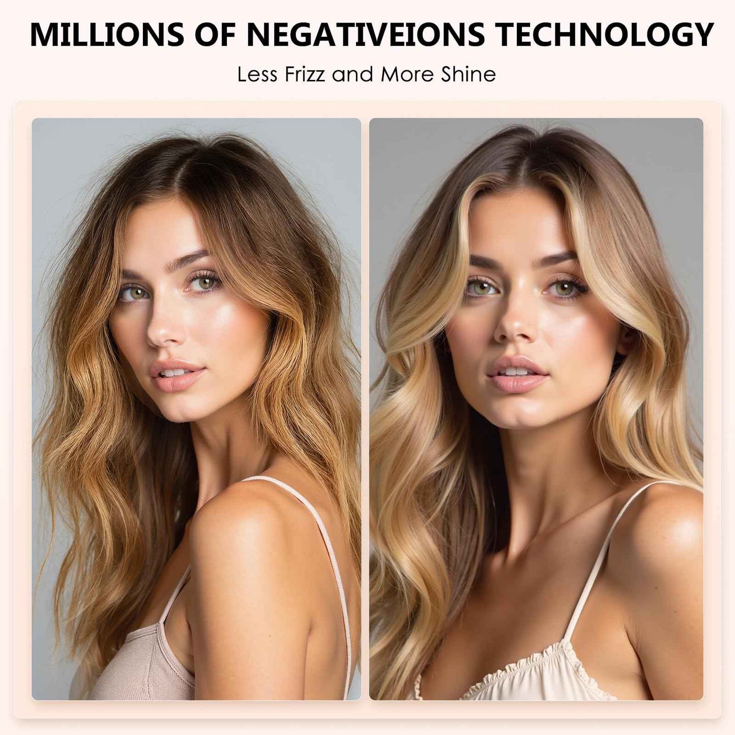 Ymguspri Travel Dual Voltage Hair Dryer Brush, Mini Auto Blow Dryer Brush in one, 2 Inch One Step Hot Air Hair Dryer and Styler for Home & Salon with EU&UK Plug (Gold)