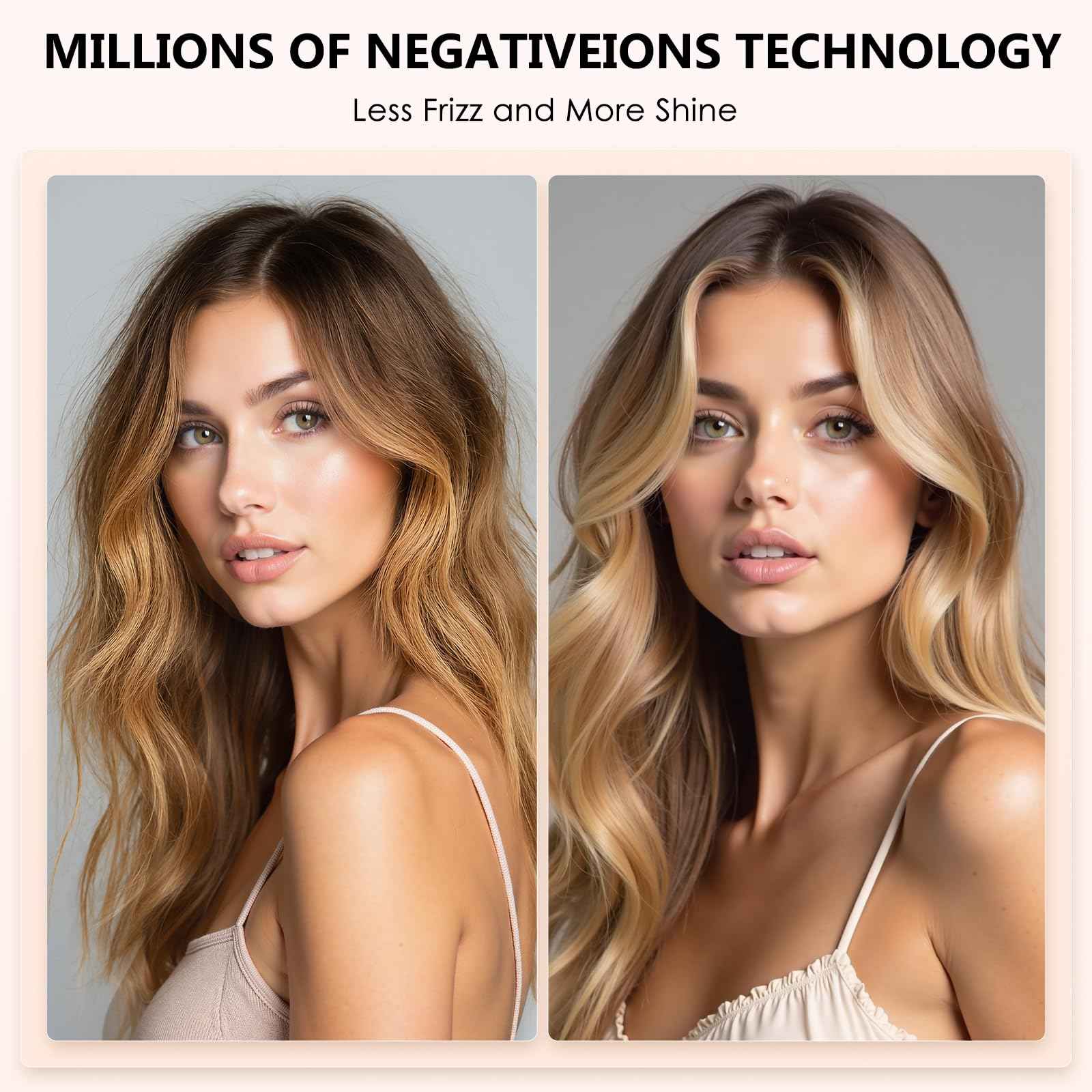 Ymguspri Travel Dual Voltage Hair Dryer Brush, Mini Auto Blow Dryer Brush in one, 2 Inch One Step Hot Air Hair Dryer and Styler for Home & Salon with EU&UK Plug (Gold)