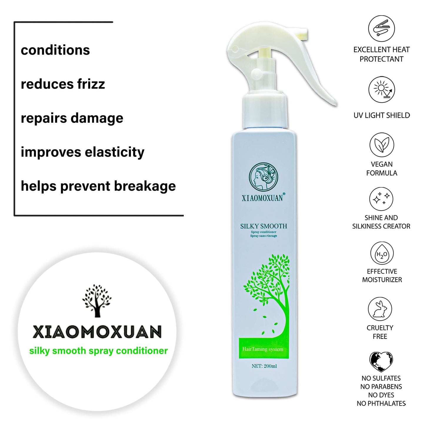 Xiaomoxuan Natural Tea Tree Leave-In Conditioner for Men and Women - Deep Moisturizing Conditioner for Dry Hair Treatment - Detangler Conditioner - Acondicionador para Cabello Maltratado