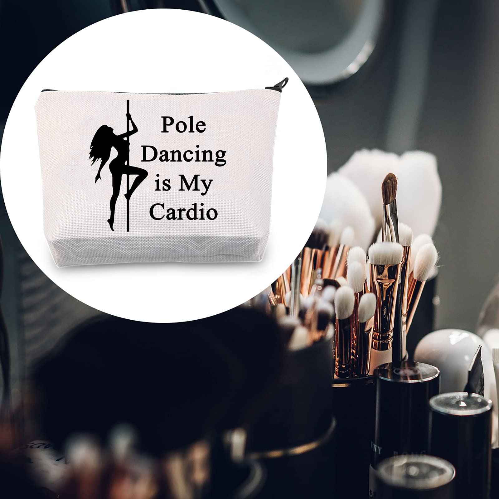 LEVLO Funny Pole Dancing Lovers Gifts Pole Dancing is My Cardio Makeup Bags Pole Dancing Dancer Bags (Pole Dancing is My Cardio)