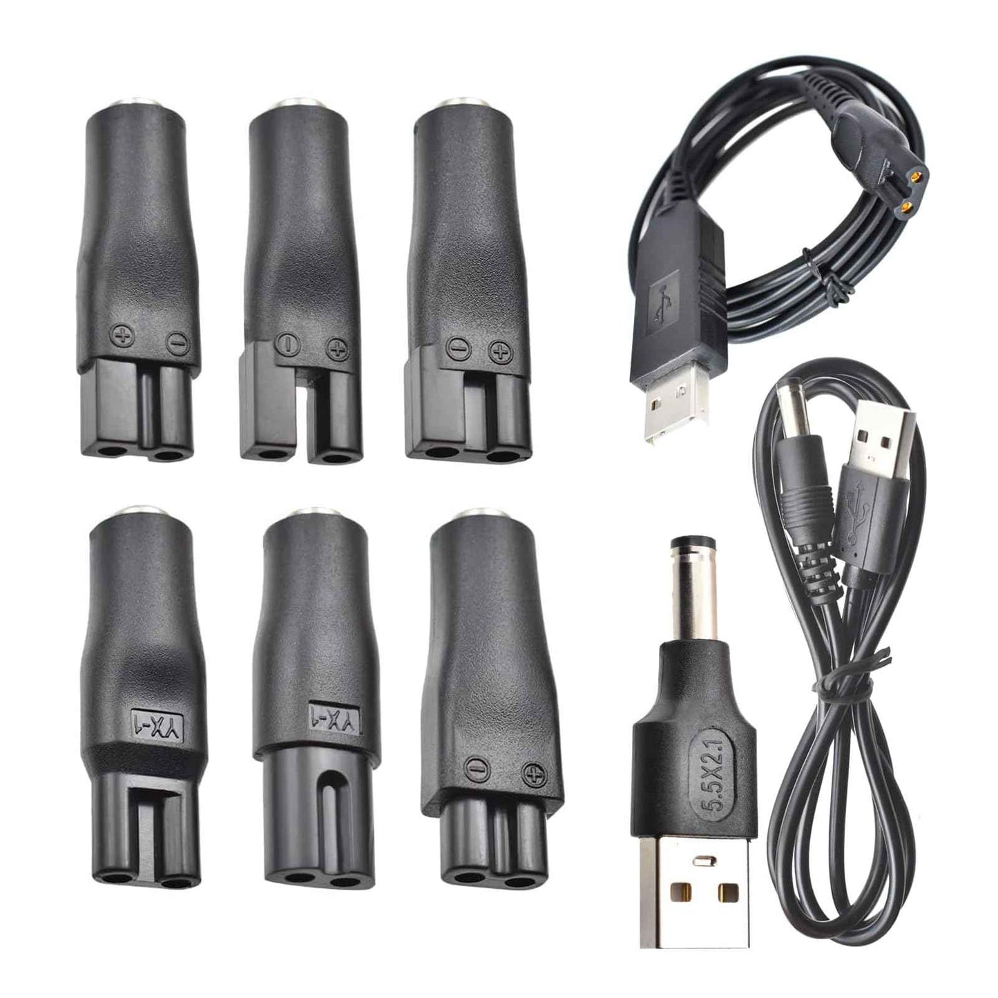 SEEHOM 9 PCS Replacement USB Charger Cable Set,Compatible with 5V Electric Hair Clippers Trimmers Shavers Beauty Tools Lamps & More Includes HQ8505 USB Cable and 6 Plug Adapters