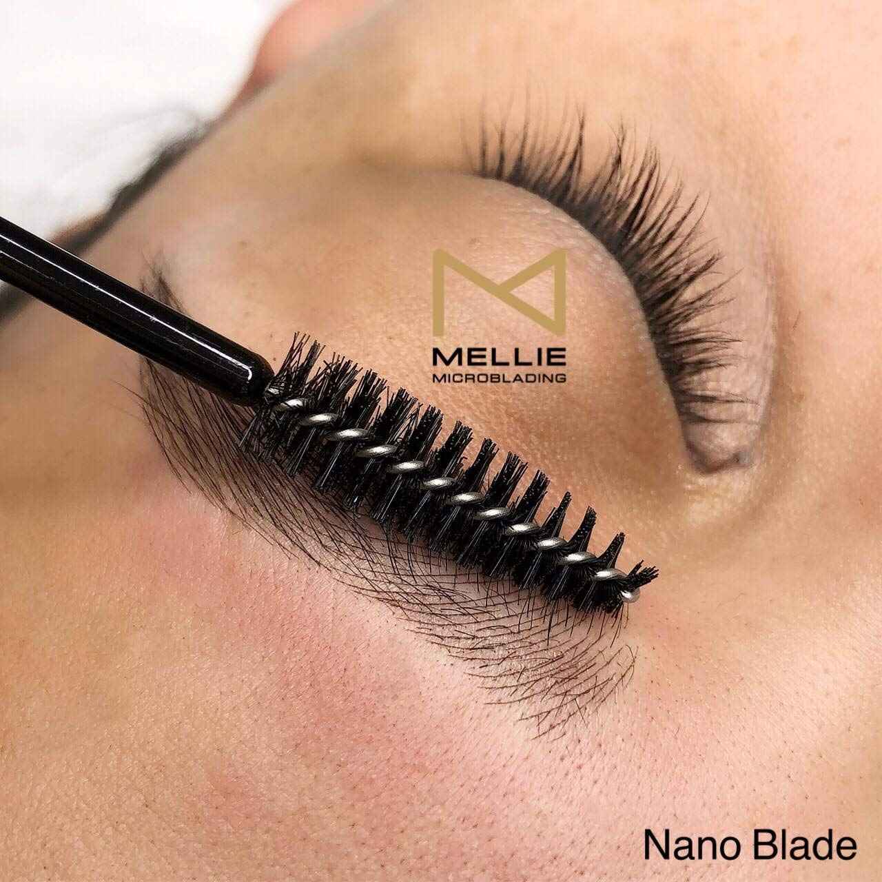 M Mellie MIcroblading PACK OF 5 - U18 NANO .15mm Disposable Microblading Pen with Pigment Sponge - Thinnest Blade On The Market NOT FOR LATEX