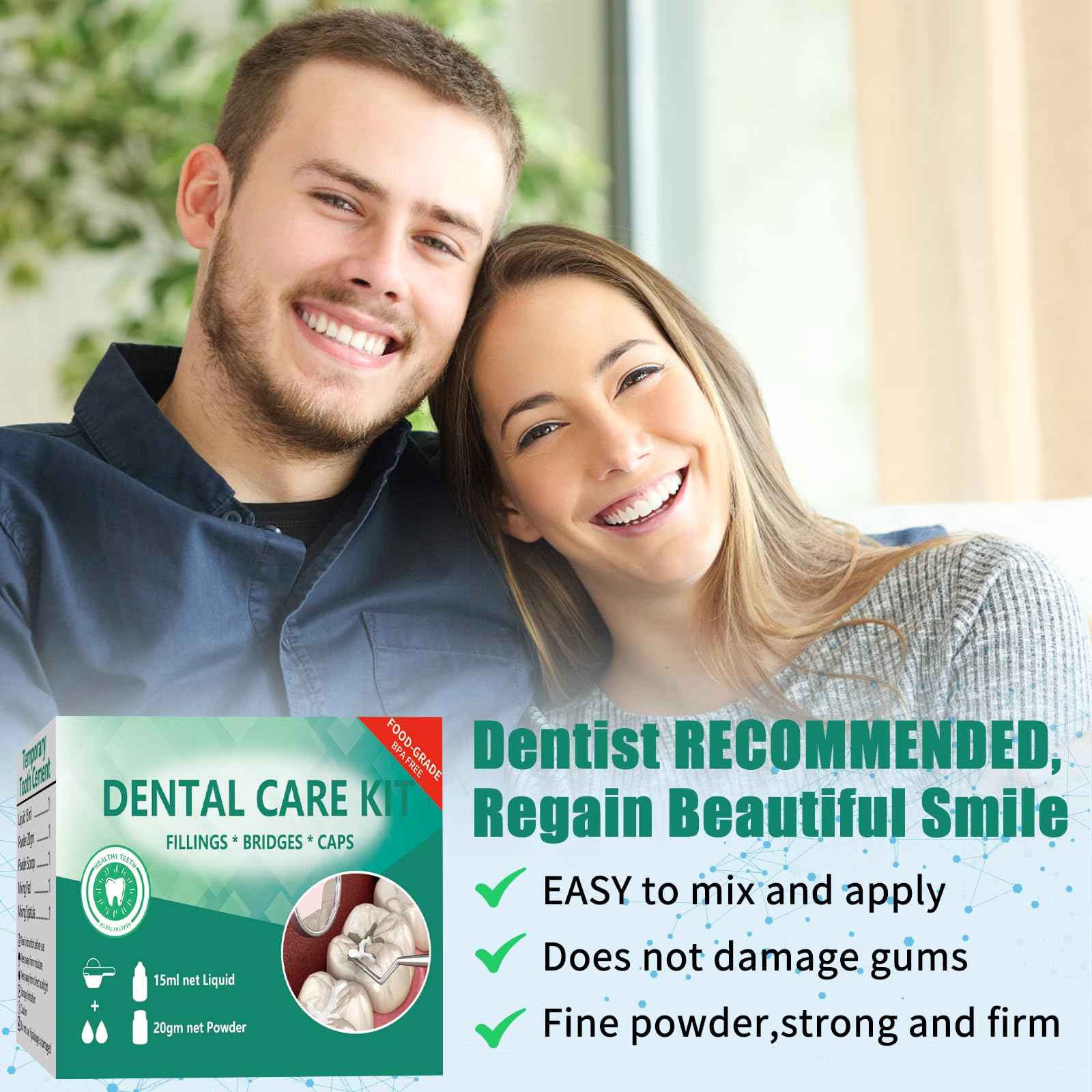 Temporary Replacement Tooth Repair Kit, Zinc Oxide Eugenol Cement Dental Care Kit Glue for Crowns & Bridges Filling, Perfect Smile (6)