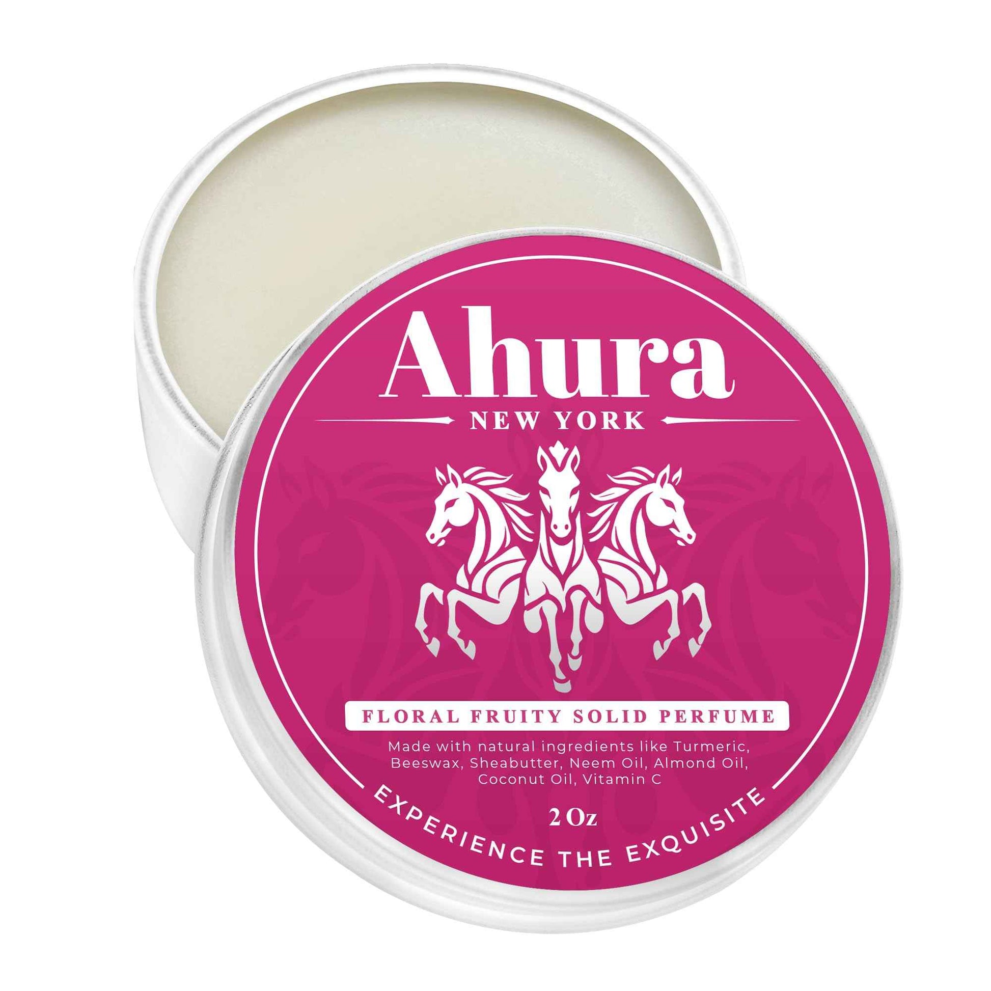 Ahura Herbal Natural Floral Eau de Parfum, Solid Perfume Balm, with notes of with Iris, Patchouli, Warm Vanilla & Spun Sugar, No Alcohol, Cruelty-Free, Sensual, 2 oz (2 Pack Holiday Gift Box)