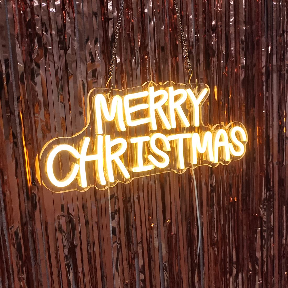 Planzo Merry Christmas LED Neon Sign USB Home Office Classroom Window Wall Decor Sign Christmas Tree Light Background New Year Bedroom Kids Room Christmas Gift 5V 15.75" X 6.3" Warm White