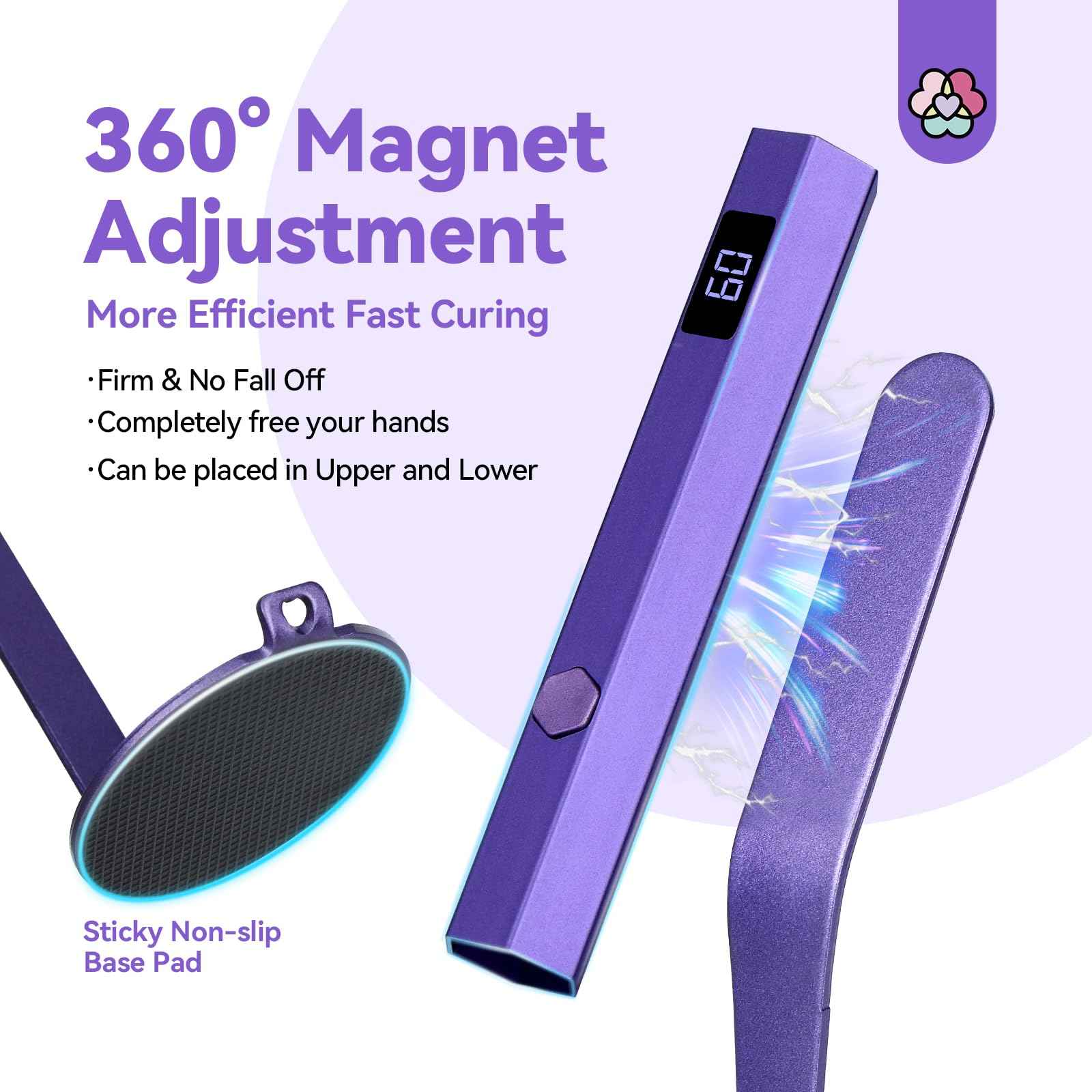 SAVILAND Handheld Magnetic U V Light for Nails: 2-in-1 Fast Curing U V Nail Dryer Nail Stamper Magnetic Stand Wireless LED Nail Light for Gel Nails: 2-in-1 Handheld LCD Display Screen