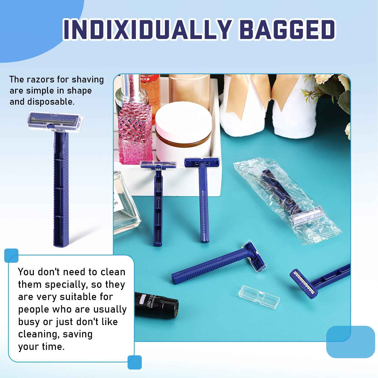 Chumia Twin Blade Razors for Men Stainless Steel Disposable Razors Men Bulk Plastic Shavers Multipurpose Portable Manual Disposable Shavers for Bathing Hotel Travel(150 Pieces)