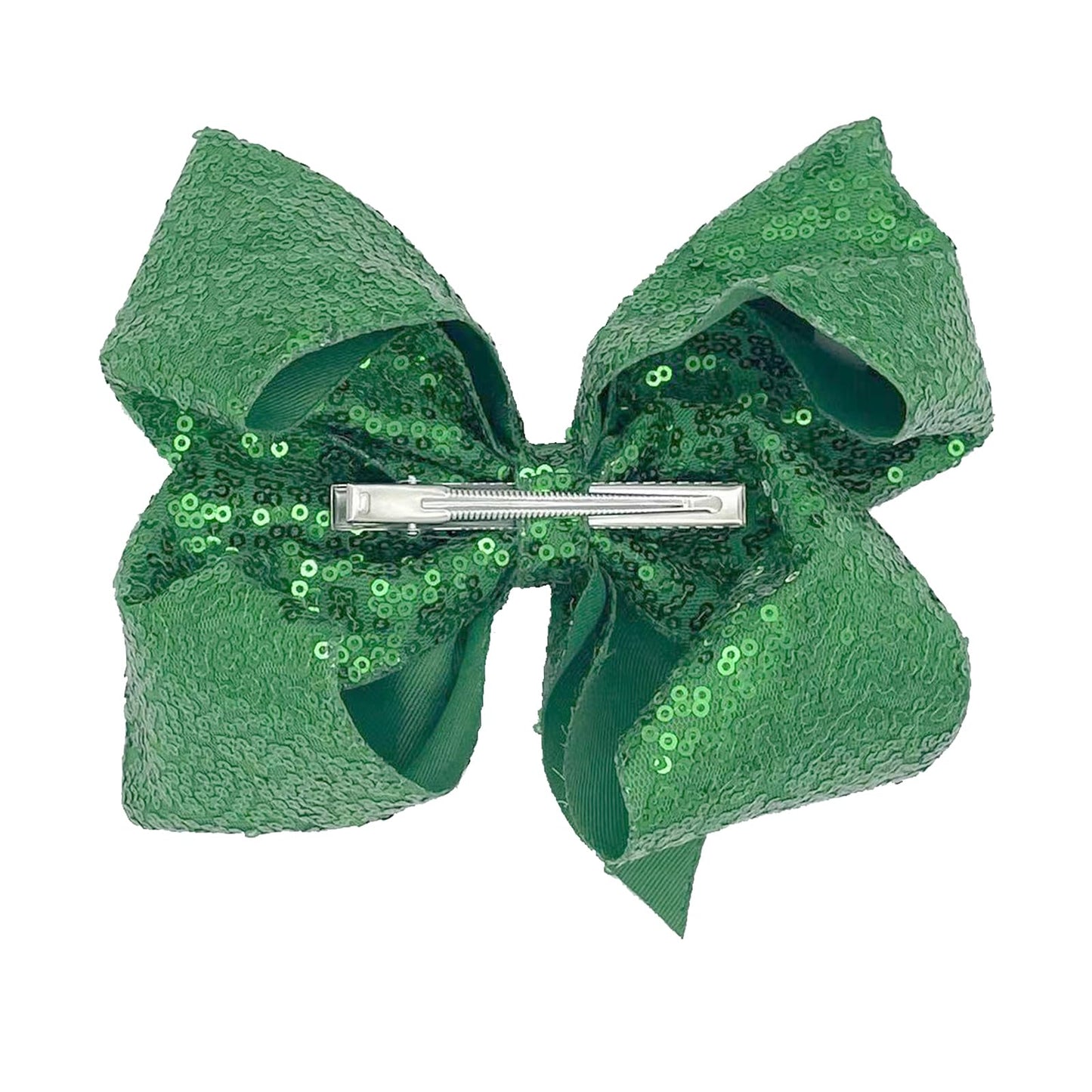 Yuese 1PCS Hair Bows for Girls 8 Inch Sequins Large Bows Alligator Hair Clips Sparkly Glitter Accessories for Women Teens Girls Kids (Green)