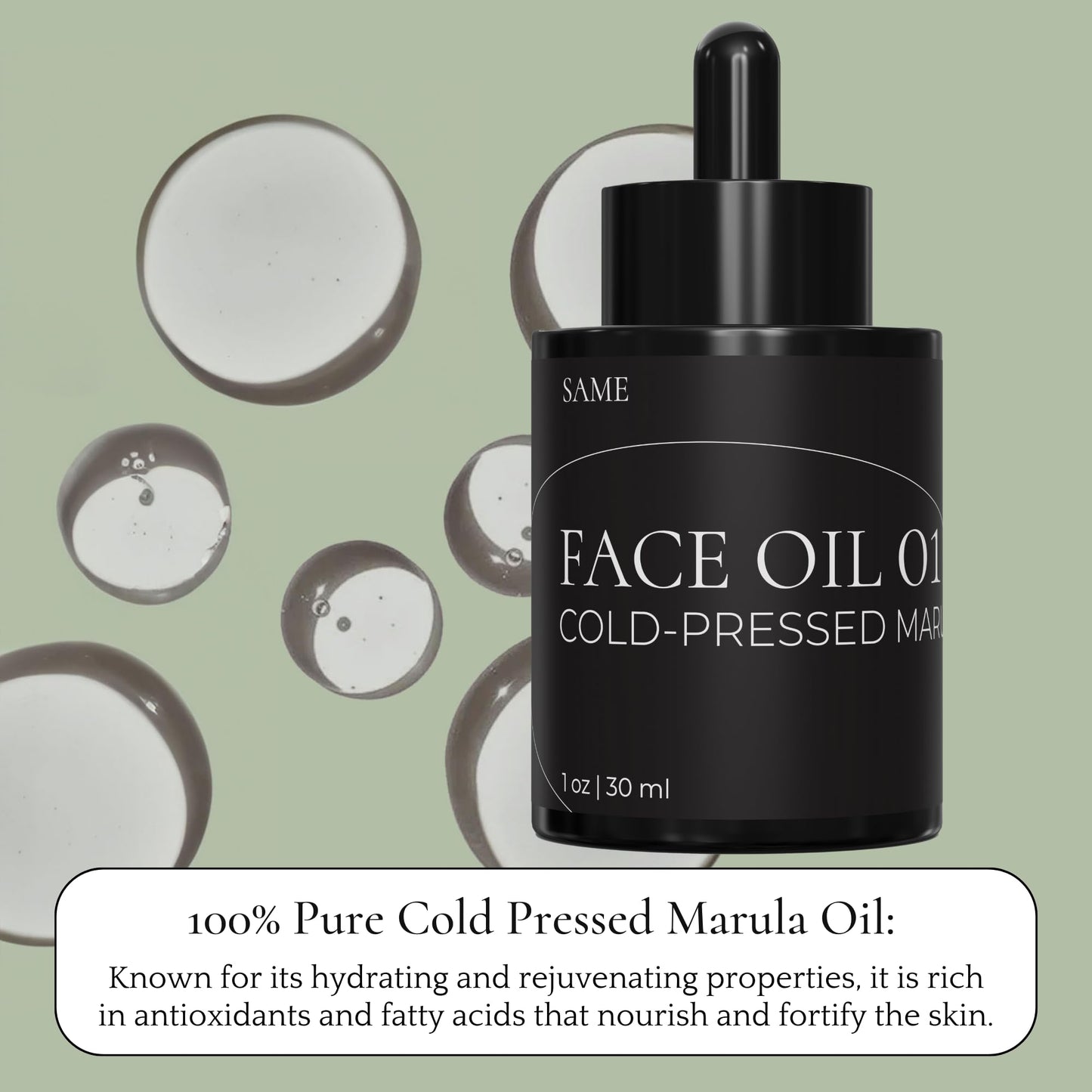 Same Skincare Face Oil 01: Cold-Pressed Marula Oil for Face Skin Care with Omega 6, 9, Antioxidants, Supports Hydration, Skin Barrier, Skin Elasticity, Youthful Glow, Unrefined, Cruelty Free, 1 oz