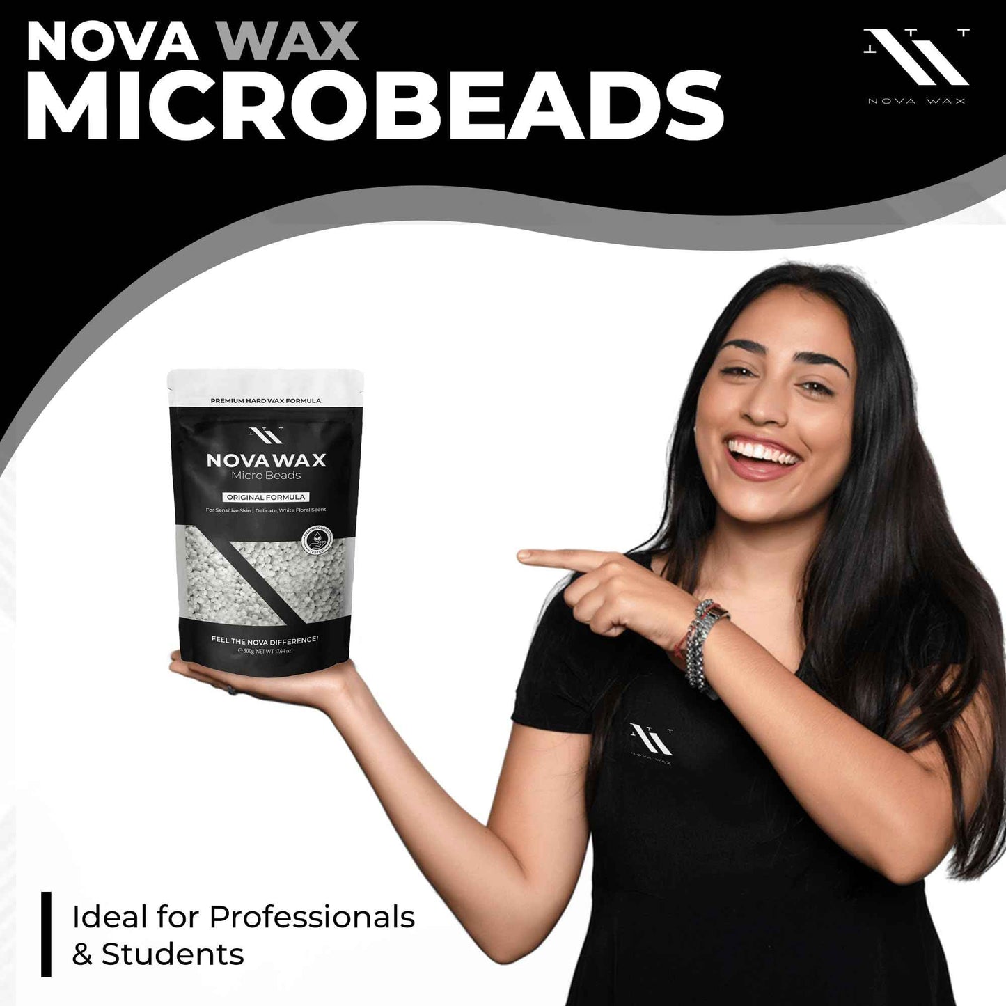 NOVA Wax 500g (1lb) Hard Waxing Beads for Painless Hair Removal, Perfect for Brazilian, Bikini, Face, Legs, Underarm, Back, and Chest