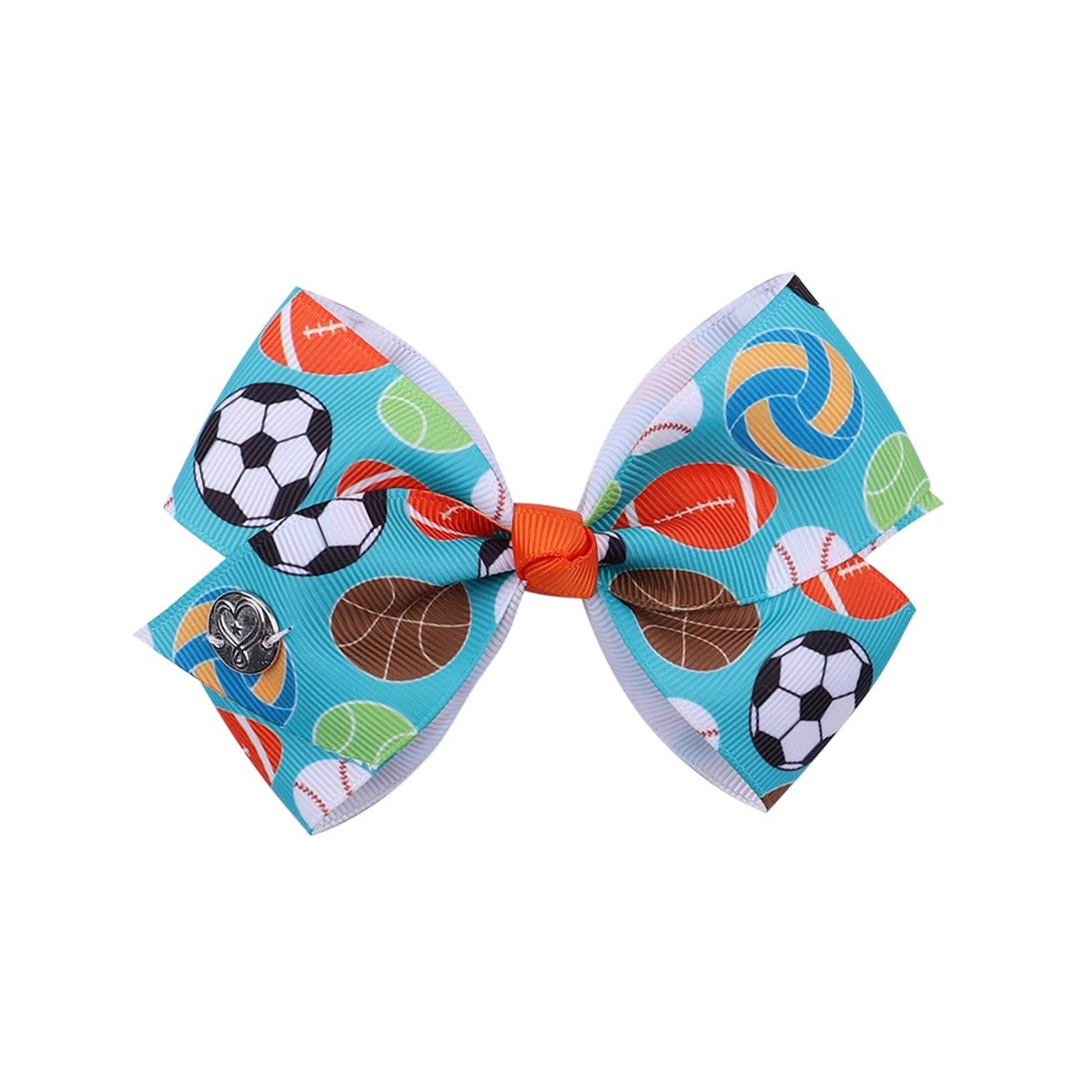 Soccer Ribbon Bow Hair Clips soccer bows Hair Accessories for girls.(FJ27) (Z1)