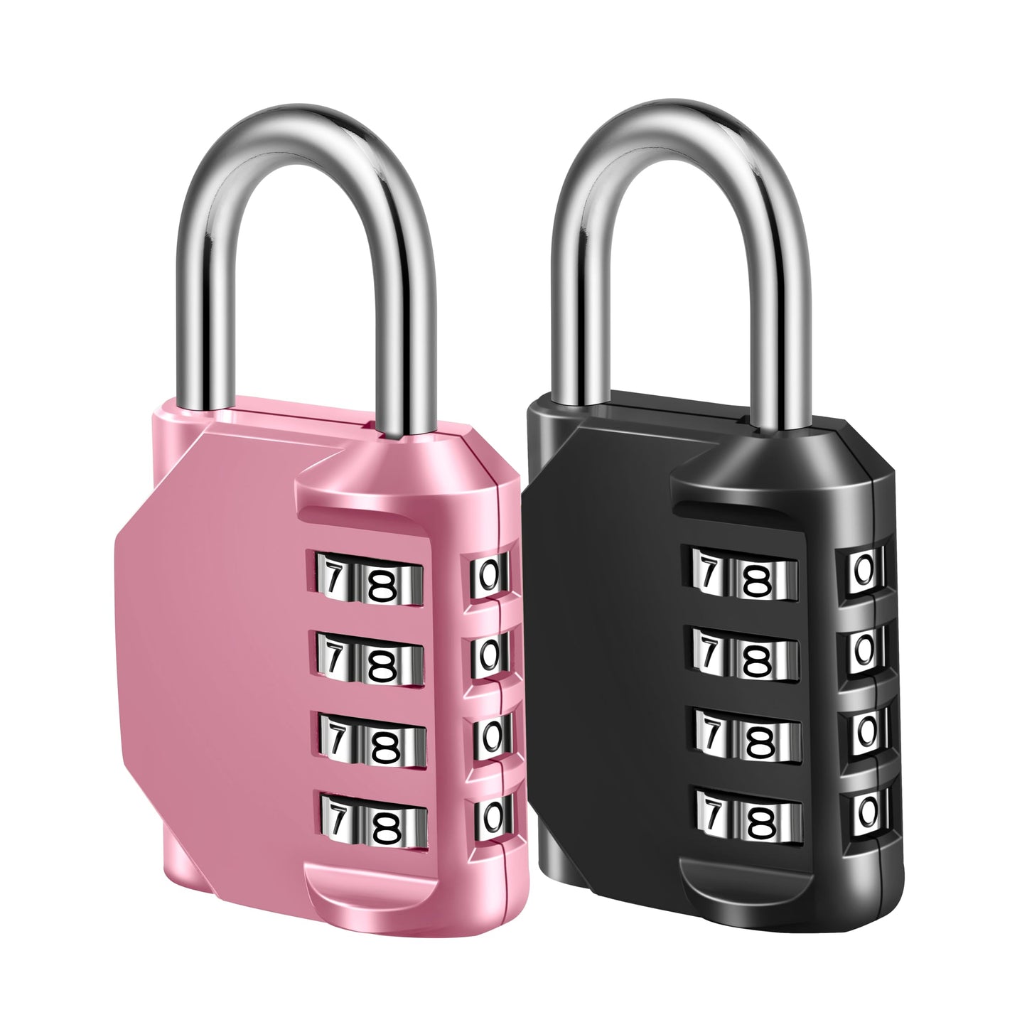 Fayleeko Combination Lock, 4 Digit Padlock for School Gym Sports Locker, Fence, Toolbox, Case, Hasp Cabinet Storage (2 Pack, Pink & Black)