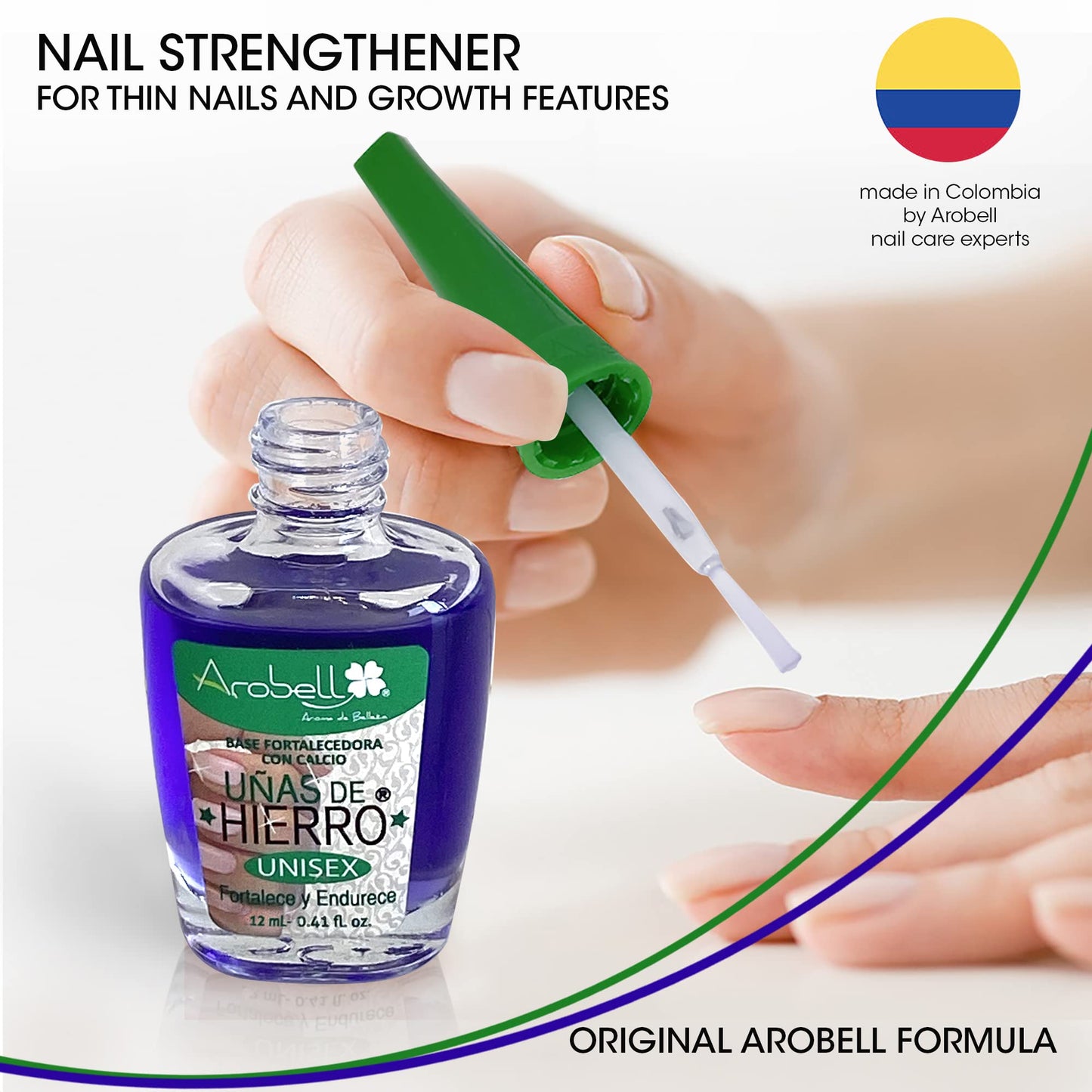 Arobell Nail Strengthener – Original Iron Nails Nail Hardener – Nail Strengthener for Damaged Nails, Brittle and Thin Nails – Clear Nail Polish Strengthener for Nail Growth and Protection