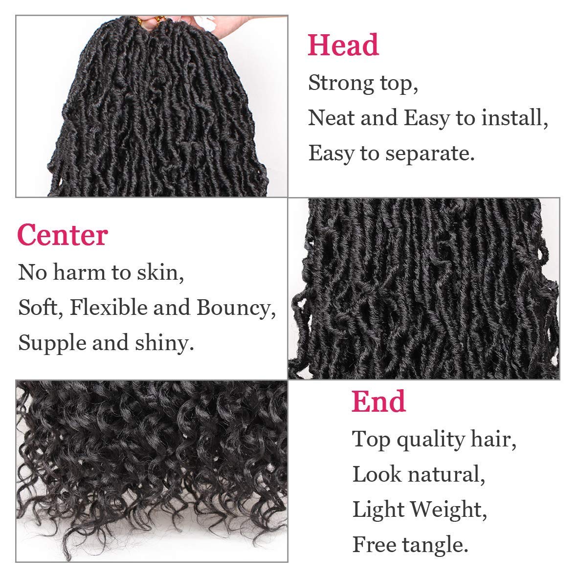 Leeven 24 Inch Goddess New Faux Locs Crochet Hair 2 Packs Long Soft Locs Crochet Braids Hair With Curly Ends Natural Black Synthetic Bohemian Locs Braiding Hair for Women 12 Strands/Pack 1B#