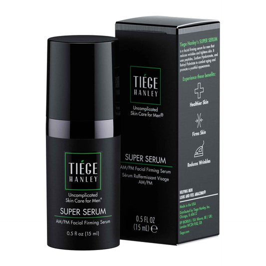 Tiege Hanley Anti Aging Face Serum for Men, Super Serum with Peptides, Retinyl Palmitate, and Sodium Hyaluronate to Firm Skin and Reduce Fine Lines, Men’s Skin Care, 0.5 Fl Oz