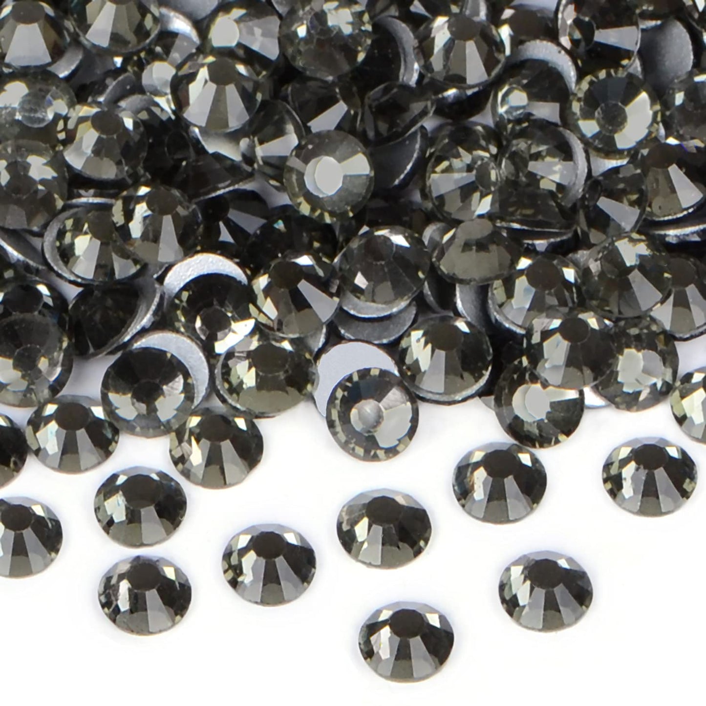 1440PCS Art Nail Rhinestones Non Hotfix Glue Fix Round Crystals Glass Flatback for DIY Jewelry Making with one Picking Pen (ss16 1440pcs, Black Diamond)