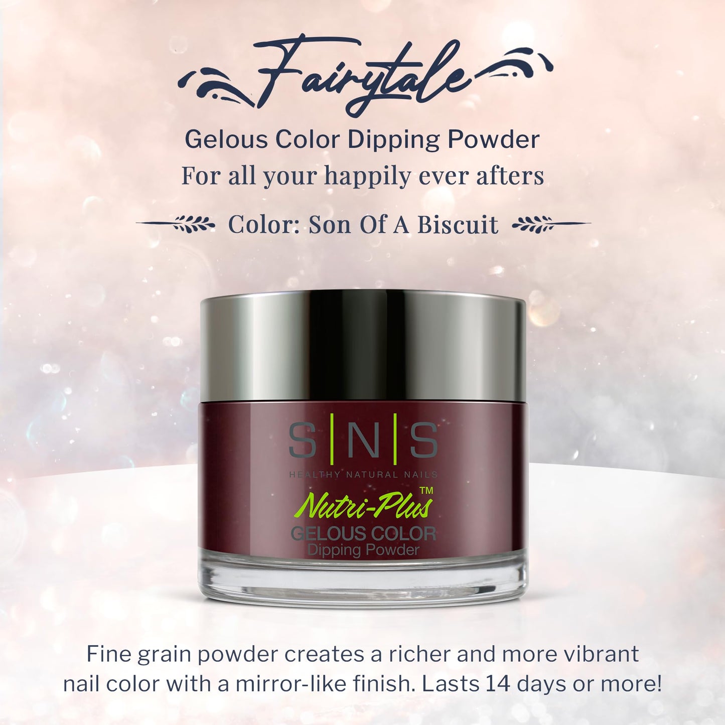 SNS Nail Dip Powder, Gelous Color Dipping Powder - Son of a Biscuit (Wine, Brown/Maroon, Shimmer) - Long-Lasting Dip Nail Color Lasts up to 14 Days - Low Odor & No UV Lamp Required - 1 Oz