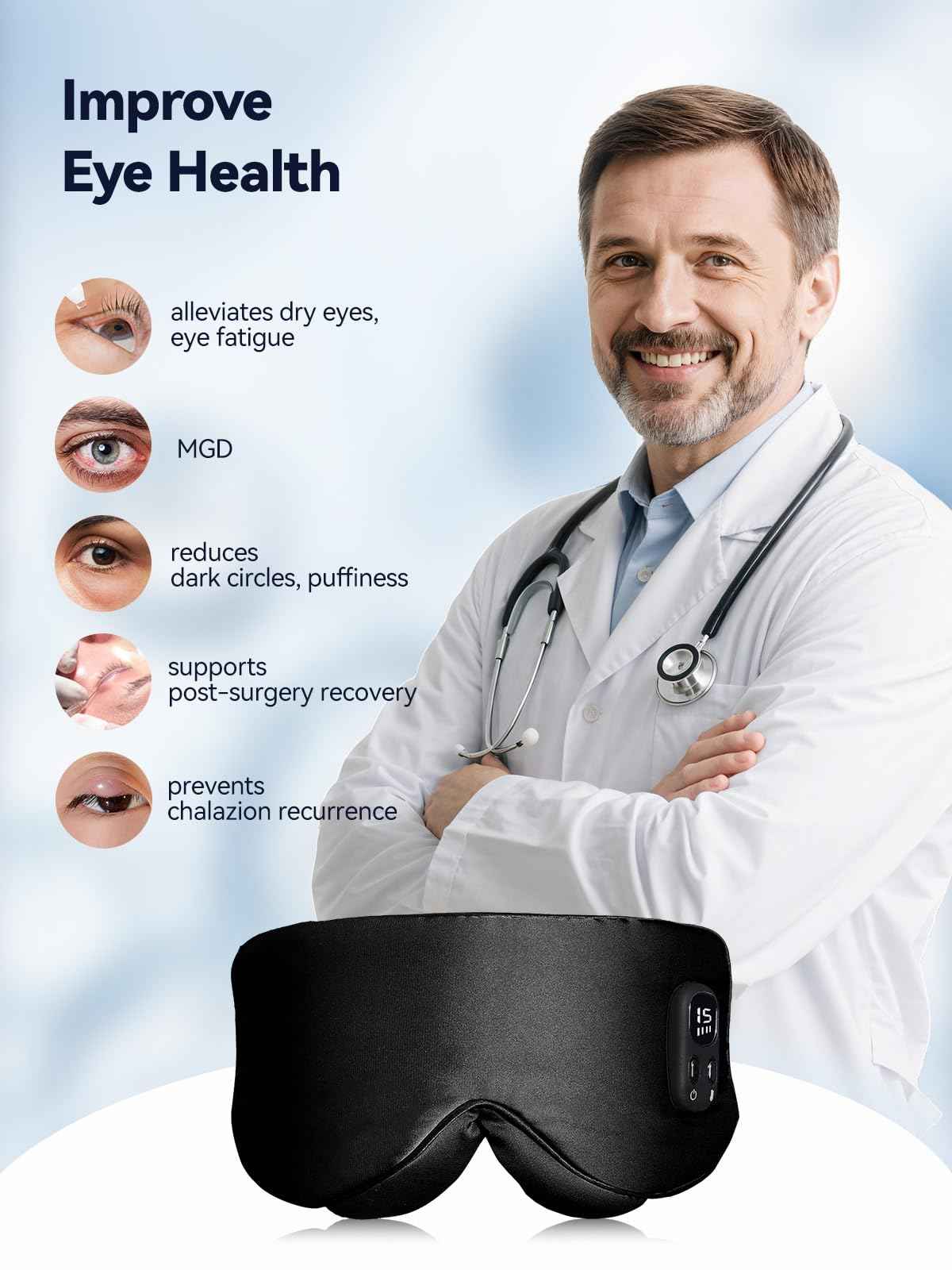 Heated Eye Mask for Dry Eyes - Warm Compress for MGD, Dry Eye Syndrome, Chalazion Blepharitis Stye Eye Treatment, Hot Heating pad for Relief, Silk Sleep Mask for Deep Relax