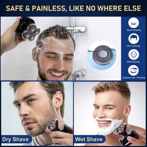 4pcs Shaver Replacement Blades for Skull Shaver Pitbull Boron PRO,Triple-ring Shaver Replacement Heads Compatible with Skull Shaver Pitbull Gold/Silver/Platinum/Diamond Pro Shaver and Palm Shaver