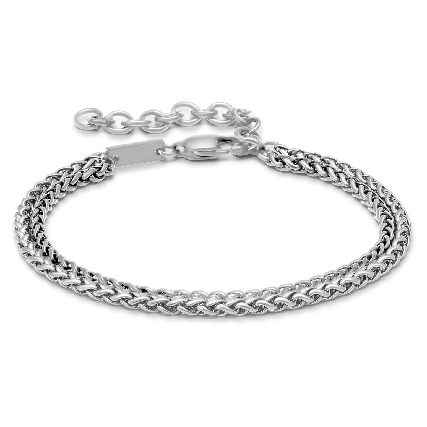 Galis Mens Bracelet - Stainless Steel Bracelet for Men, Non Tarnish Silver Plated Rope Chain Bracelet, Stylish Birthday Bracelets For Boys & Men, Silver Layered Bracelet For Men 7" length Bracelet Set