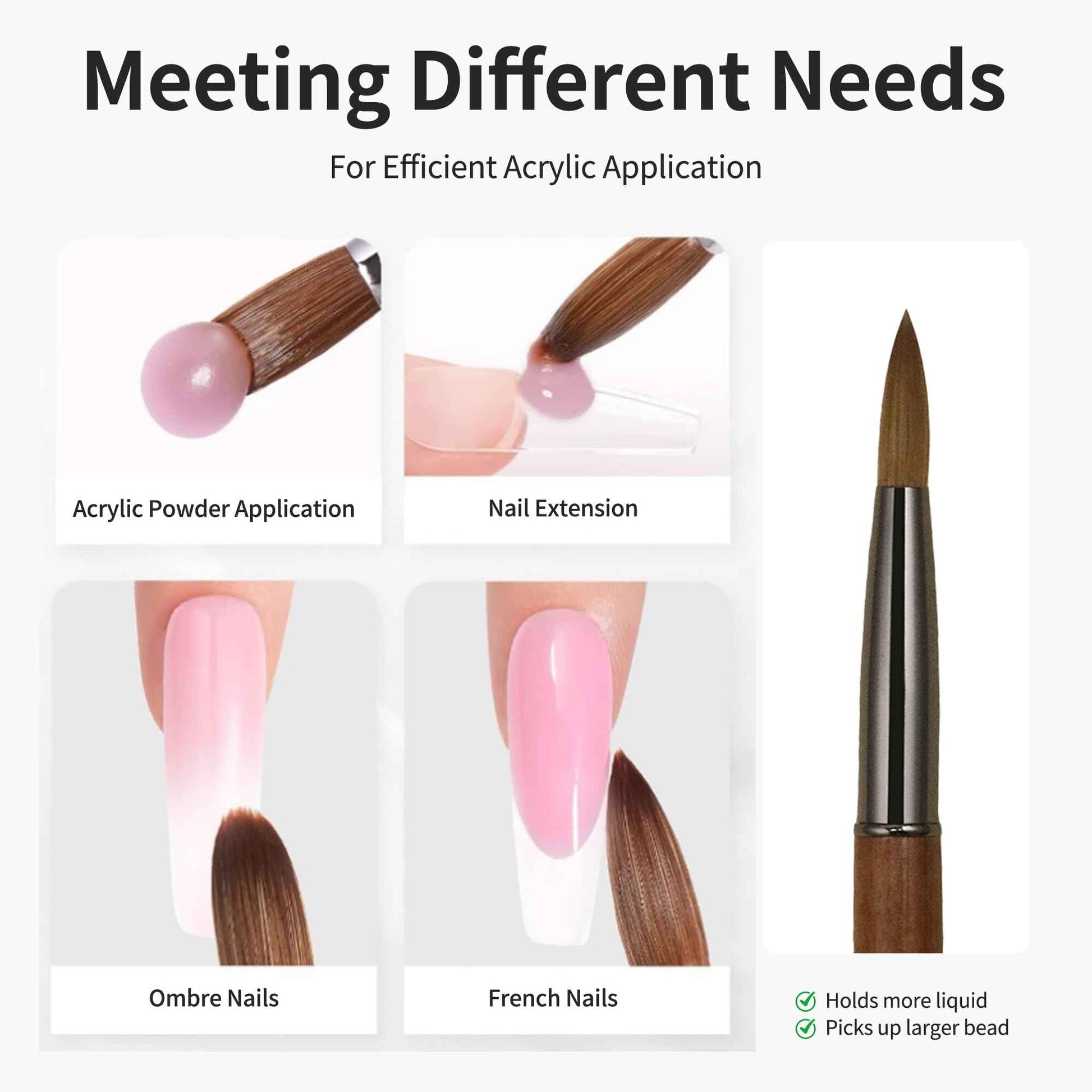 varnishea Pure Kolinsky Hair Acrylic Nail Brush Sandalwood Handle Professional Manicure Brushes for Powder Nail Acrylic Application - Salon & DIY Nail Art Essentials - Size 12, 1.0 Count