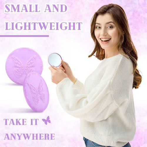 Bucherry 100 Pcs 2.76 Inch 24 Styles Random Pocket Mini Mirror Bulk Portable Round Glass Makeup Purse Small Compact Personal Pocket Mirrors for Women Travel Daily Use Mother‘s Day Gift