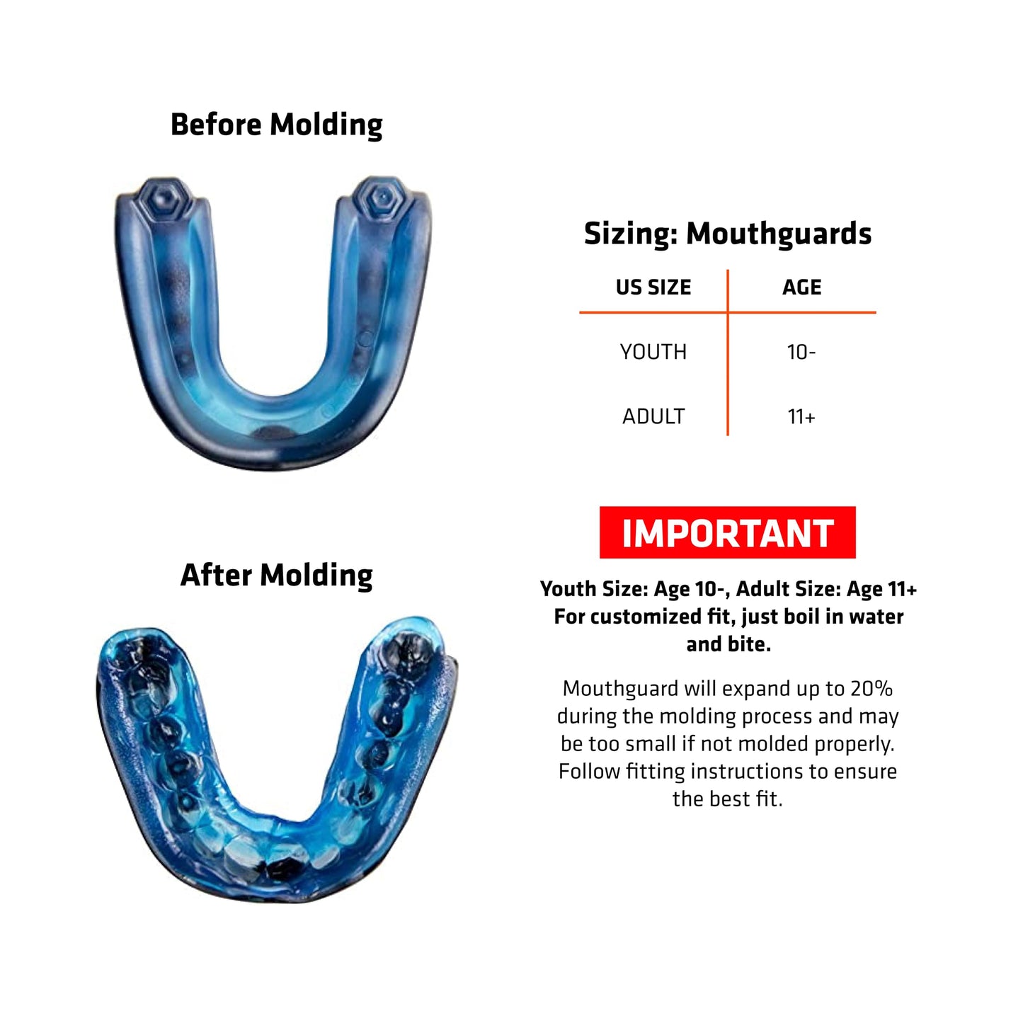 Shock Doctor Gel Max Mouth Guard, Heavy Duty Protection & Custom Fit, Adult & Youth