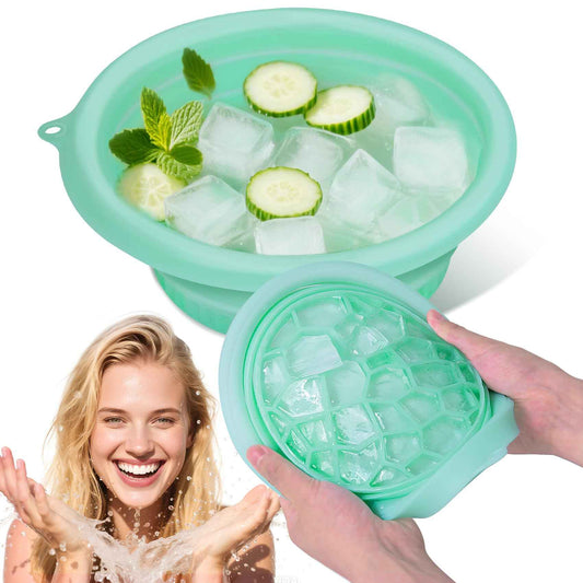Silicone Face Bowl for Ice: Facial Ice Bath Built-In Icetray,Portable Collapsible Ice Facial Basin for Sunburn Recovery,Reduces Puffiness,Sensitive Skin,Skin Calming Tool,Gifts for Skincare Lovers