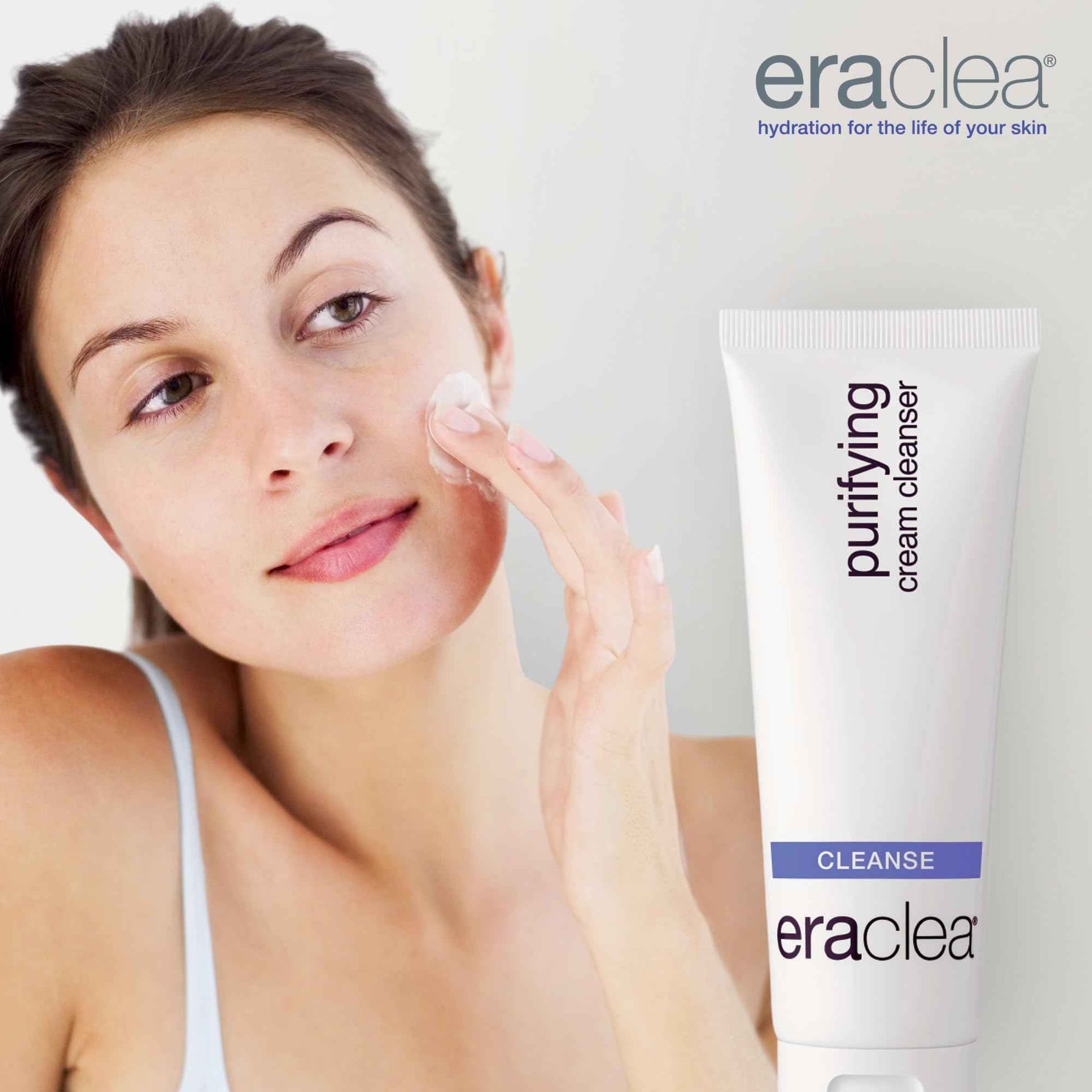 eraclea Purifying Cream Cleanser, Gentle Daily Cleanser with Hyaluronic Acid, Hydrating Face Moisturizer for Dry Skin, Soothing Face Wash Removes Impurities, Oil, and Makeup for Radiant Skin (4 fl oz)