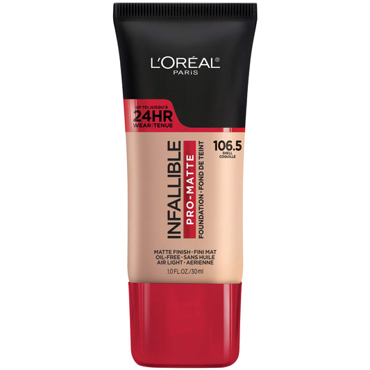 L'Oreal Paris Cosmetics Makeup Infallible Pro-Matte Liquid Longwear Foundation, Shell, 1 fl oz.