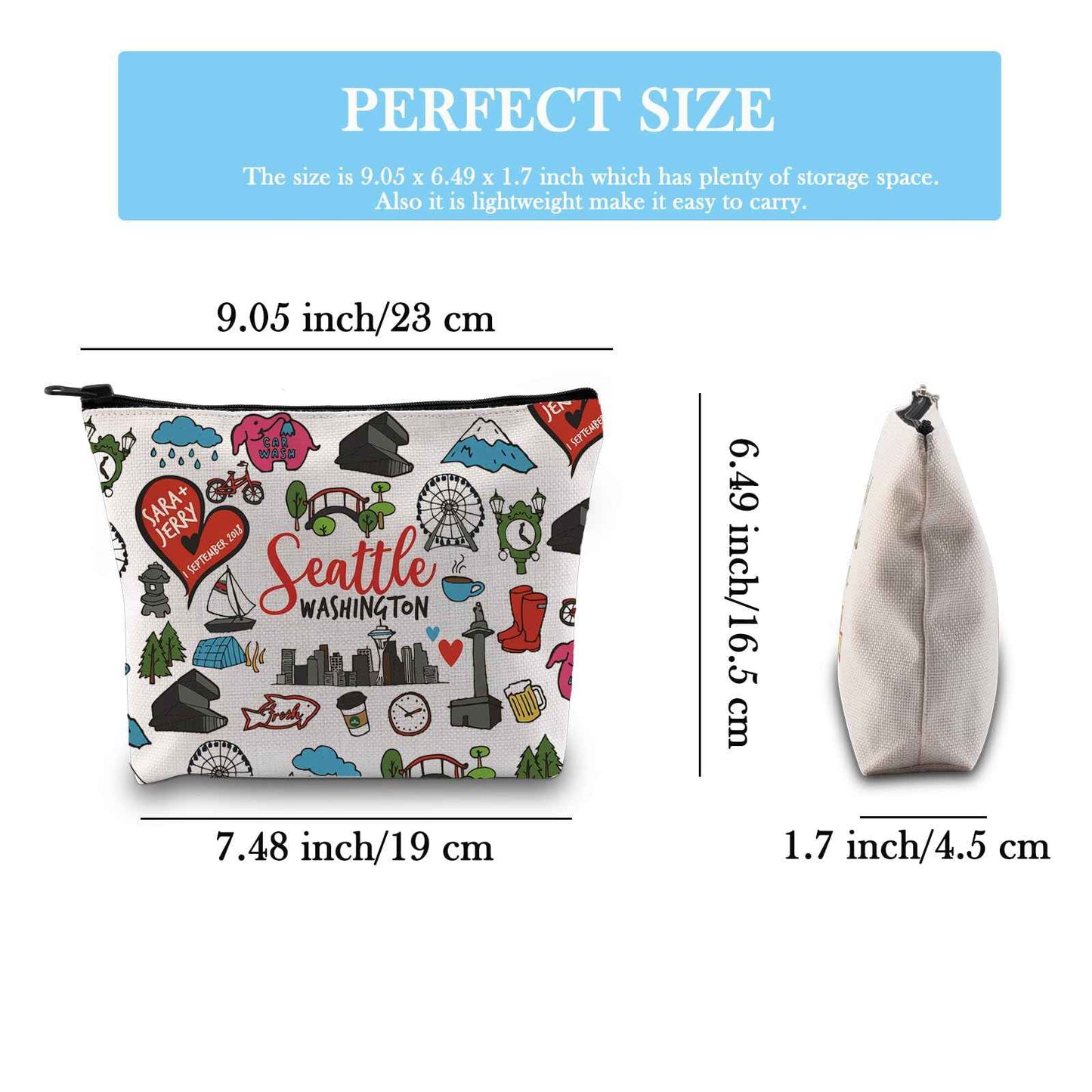 GJTIM Seattle Washington Gift Souvenir Welcome Bag Travel Zipper Pouch for Traveller