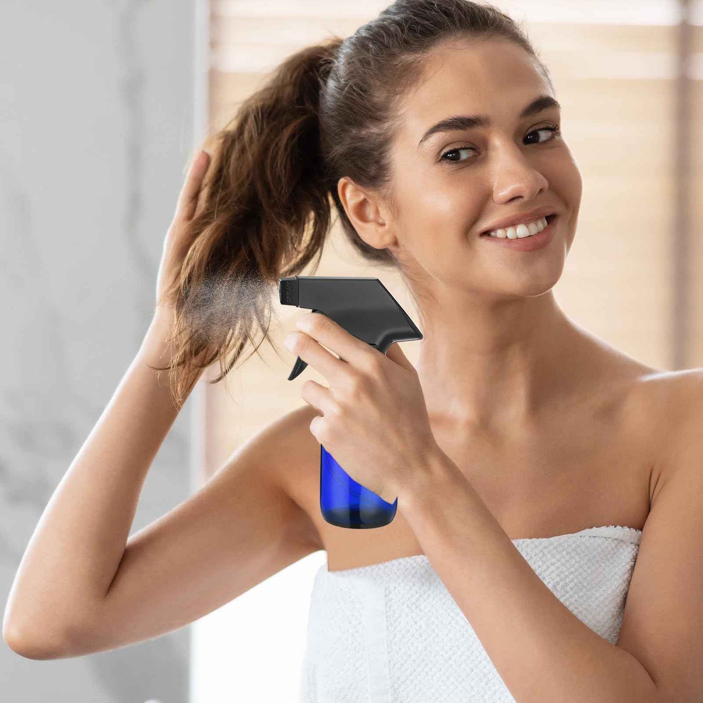 Fumete 20 Pcs 4 oz Glass Spray Bottles Empty Refillable Sprayer Containers with Funnels Labels Black Trigger Sprayers Spray Bottles for Essential Oil DIY Kitchen Hair Plants(Blue)